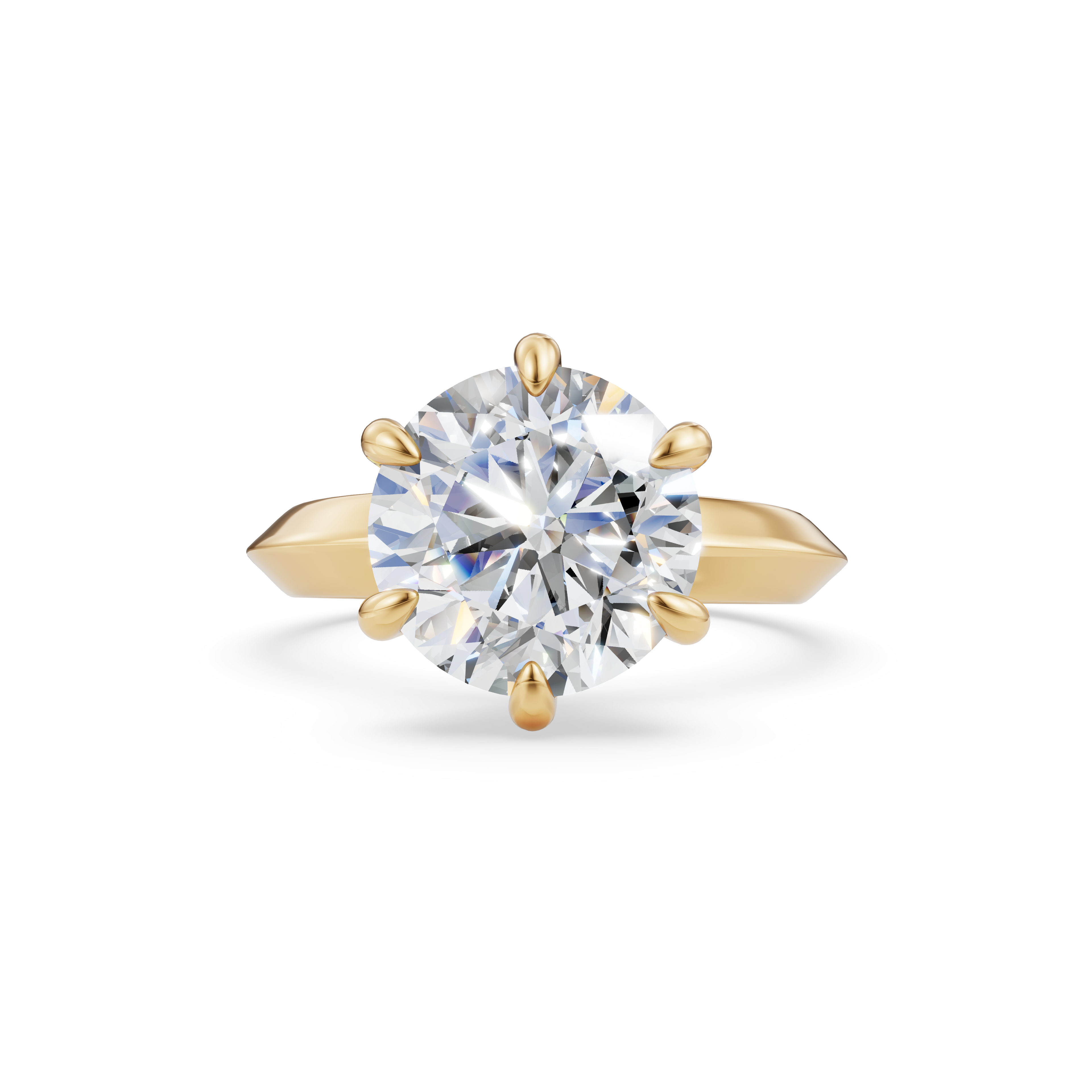 'Eros' 6-prongs, Knife-Edge Round Brilliant Cut Solitaire Lab Diamond Engagement Ring