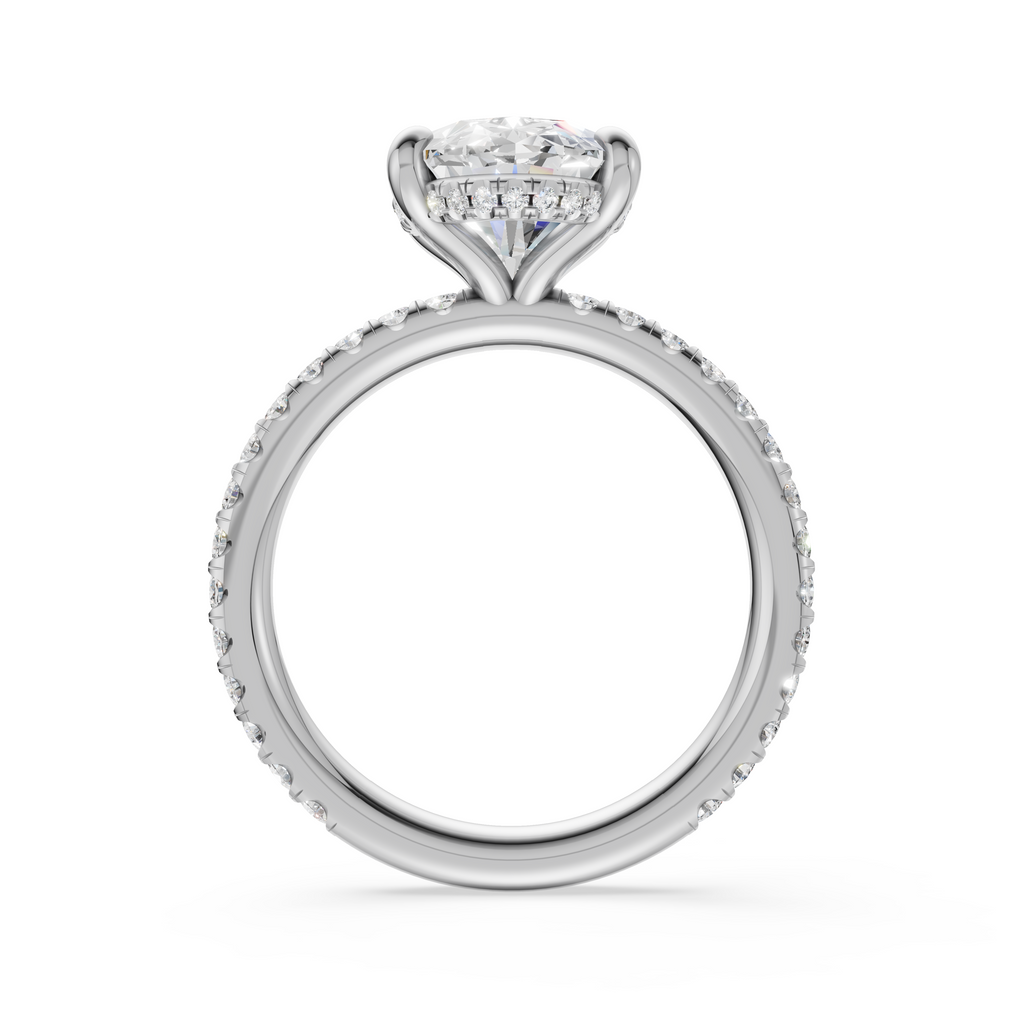 'Eros' One-Row Pavé Solitaire Lab Diamond Engagement Ring