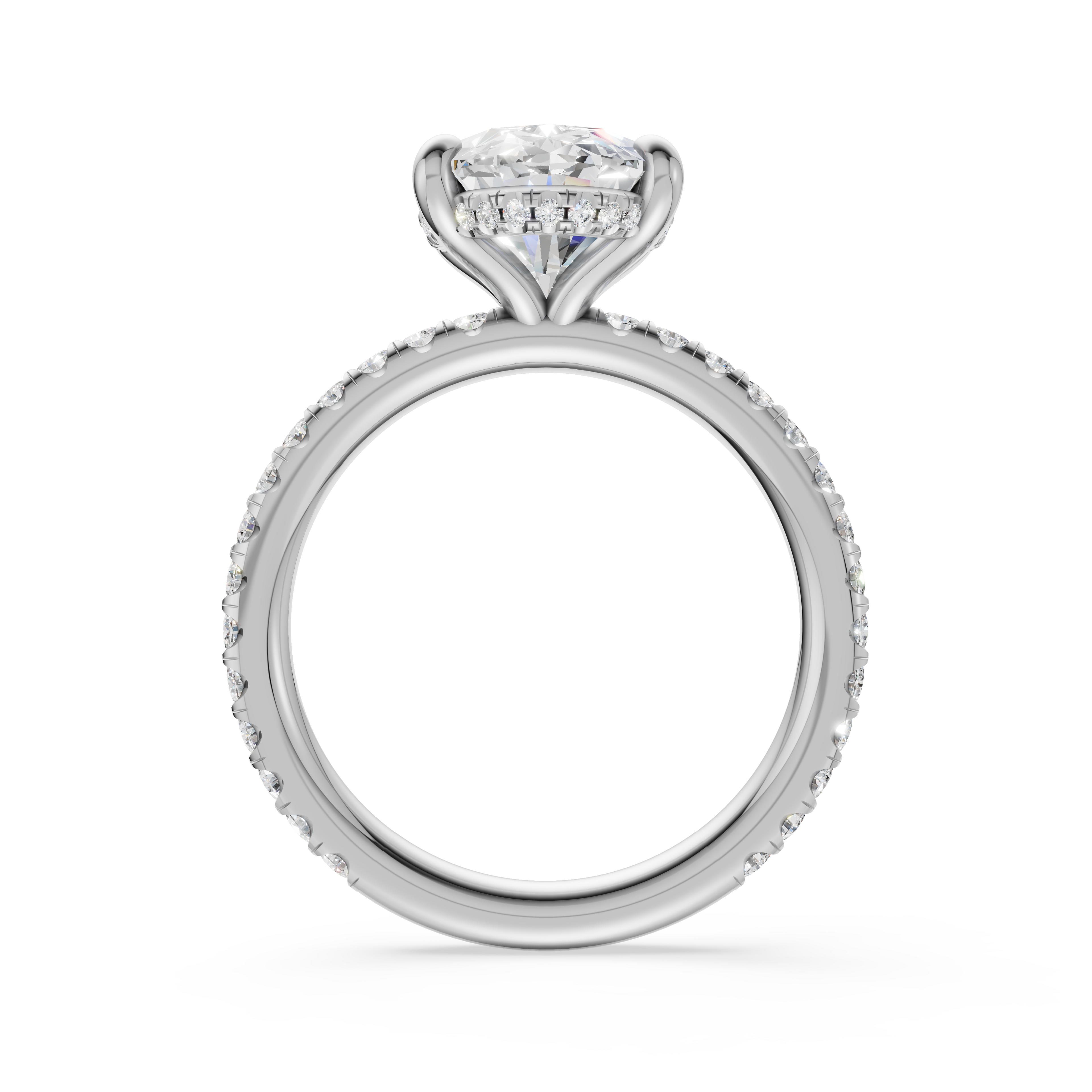 'Eros' One-Row Pavé Solitaire Lab Diamond Engagement Ring