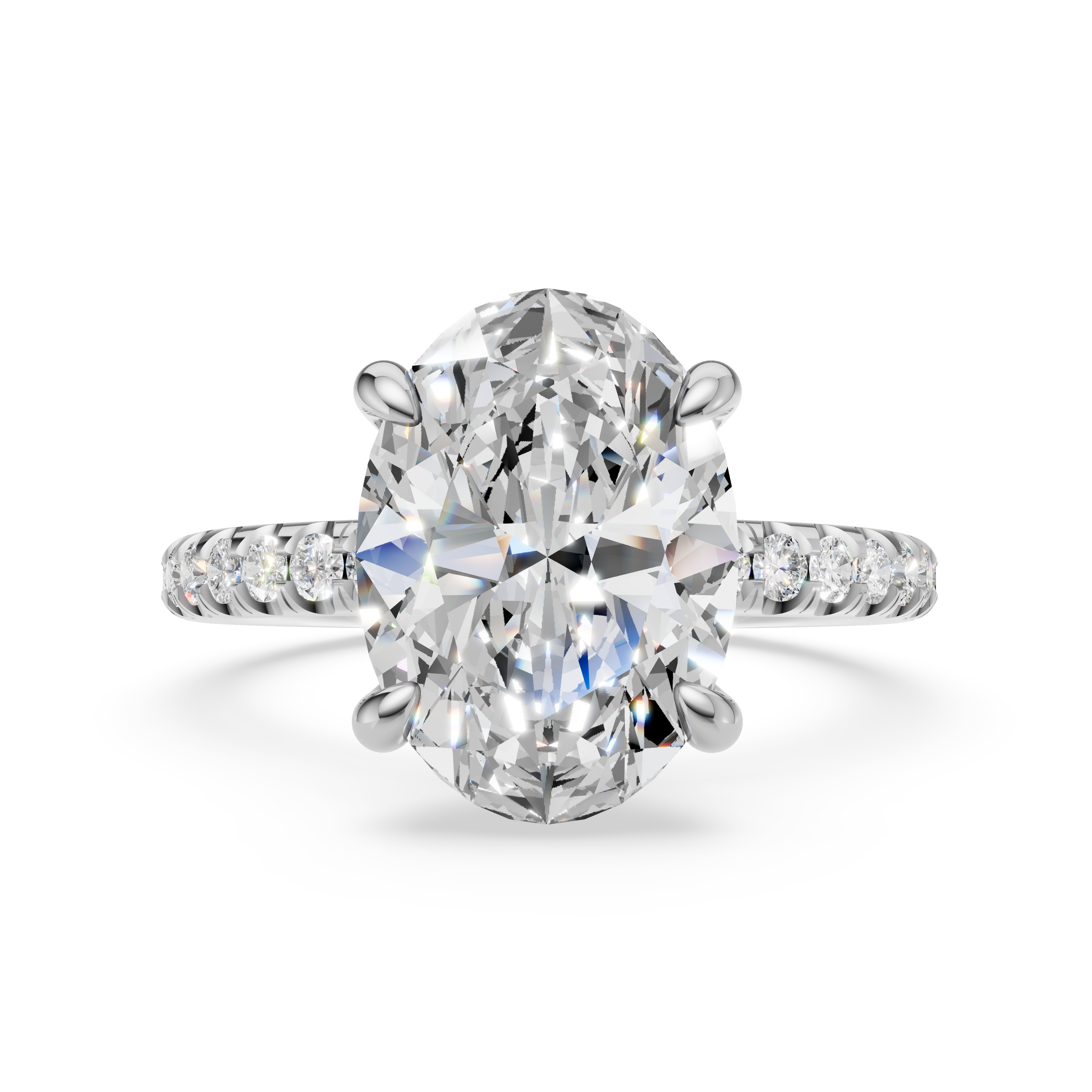 'Eros' One-Row Pavé Solitaire Lab Diamond Engagement Ring