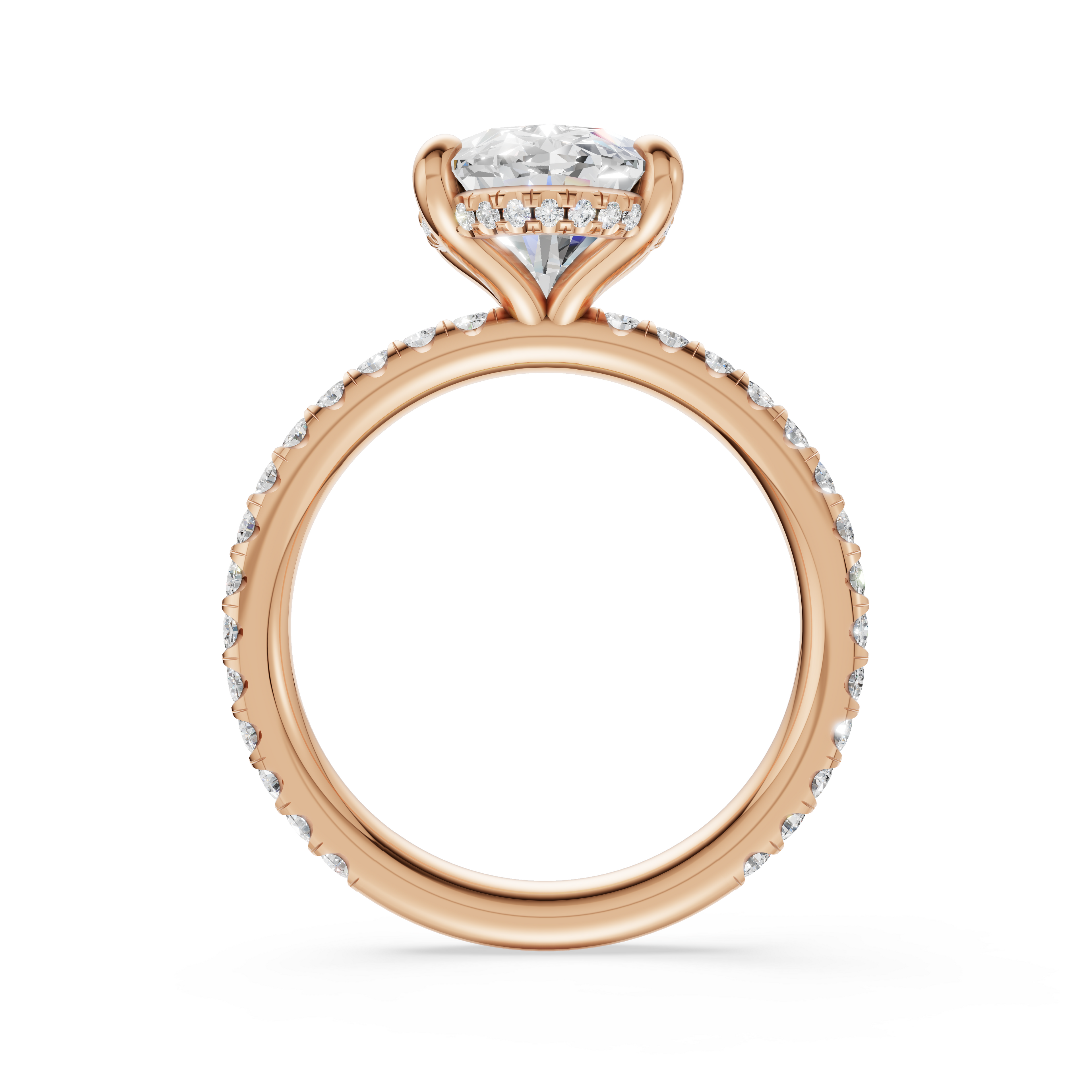 'Eros' One-Row Pavé Solitaire Lab Diamond Engagement Ring