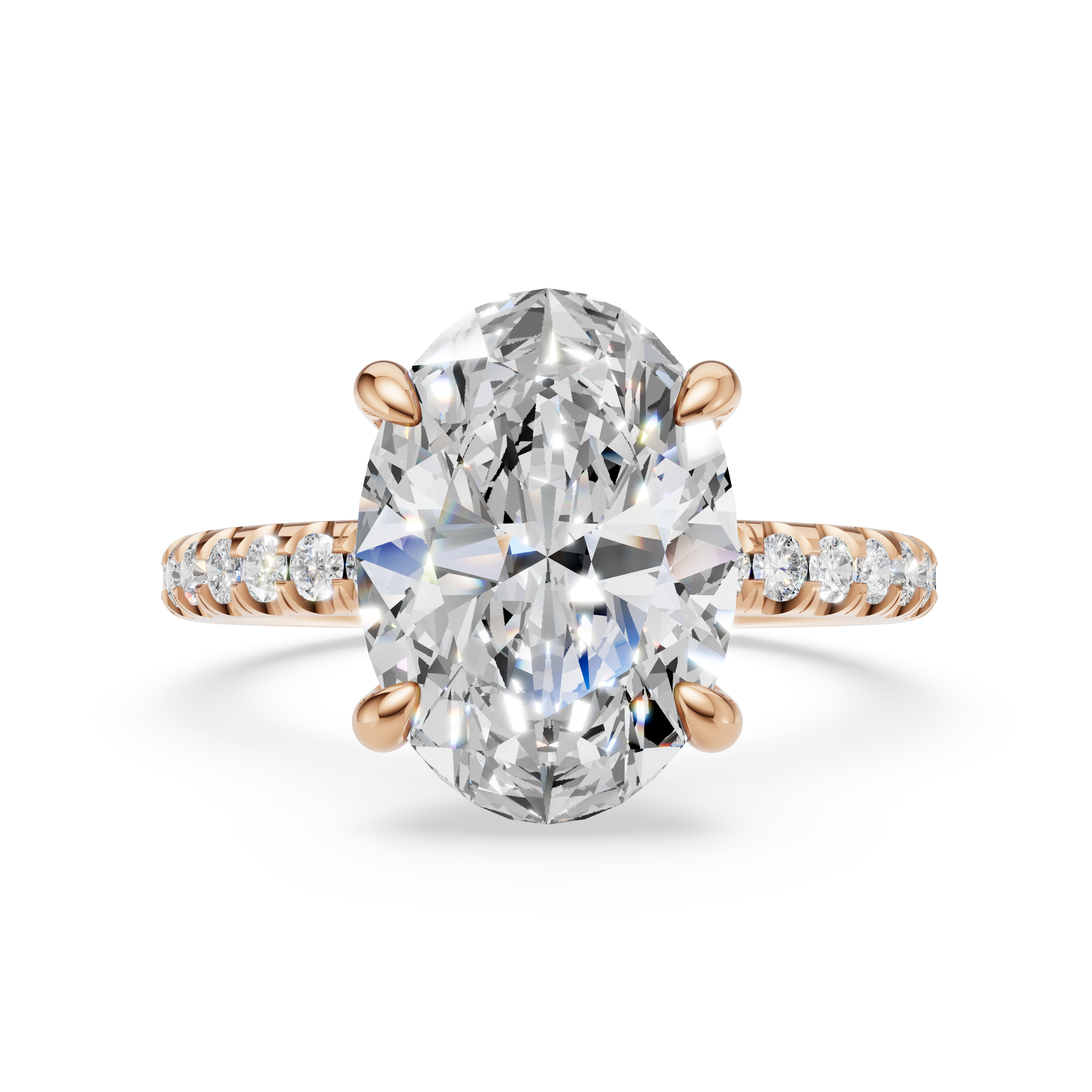 'Eros' One-Row Pavé Solitaire Lab Diamond Engagement Ring