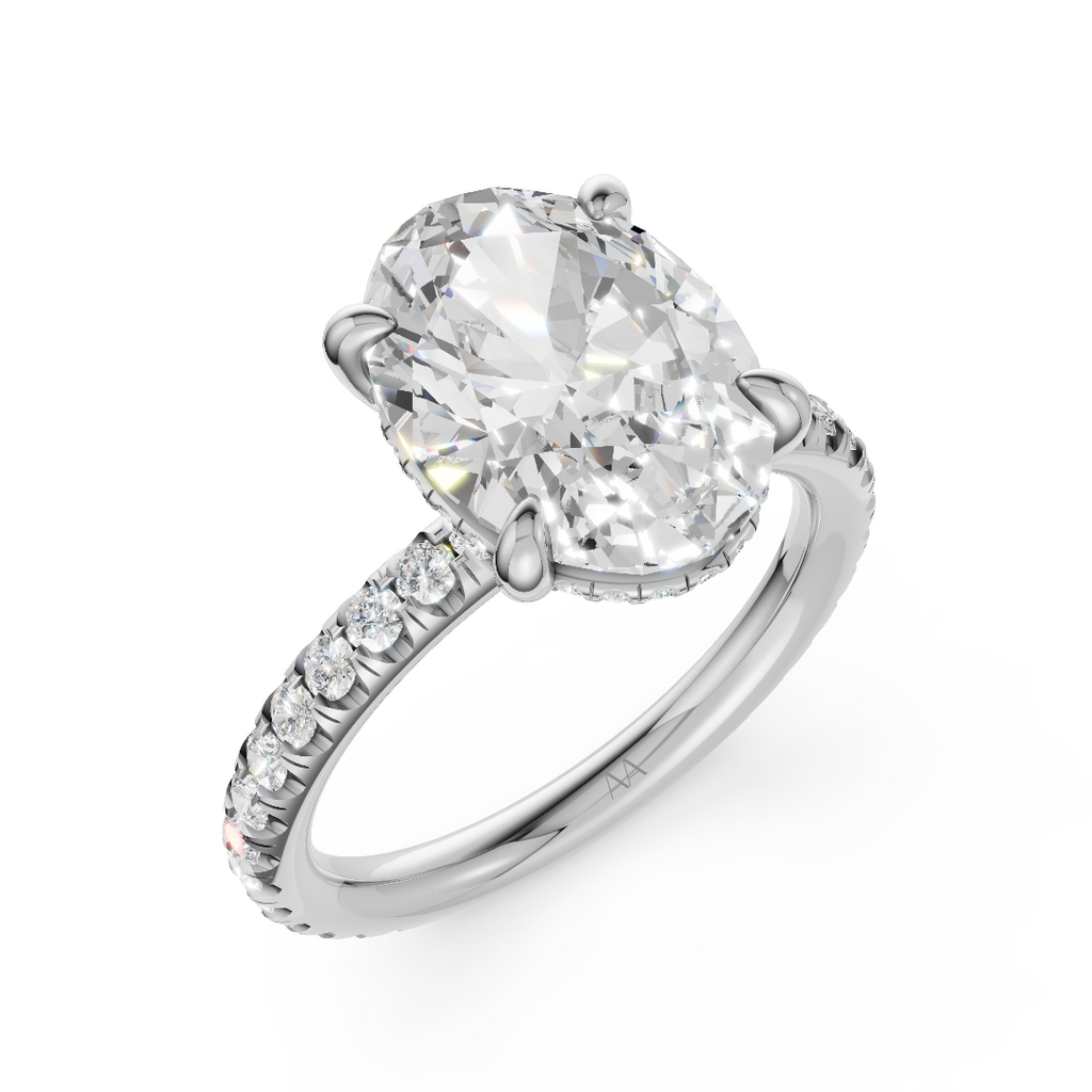 'Eros' One-Row Pavé Solitaire Lab Diamond Engagement Ring
