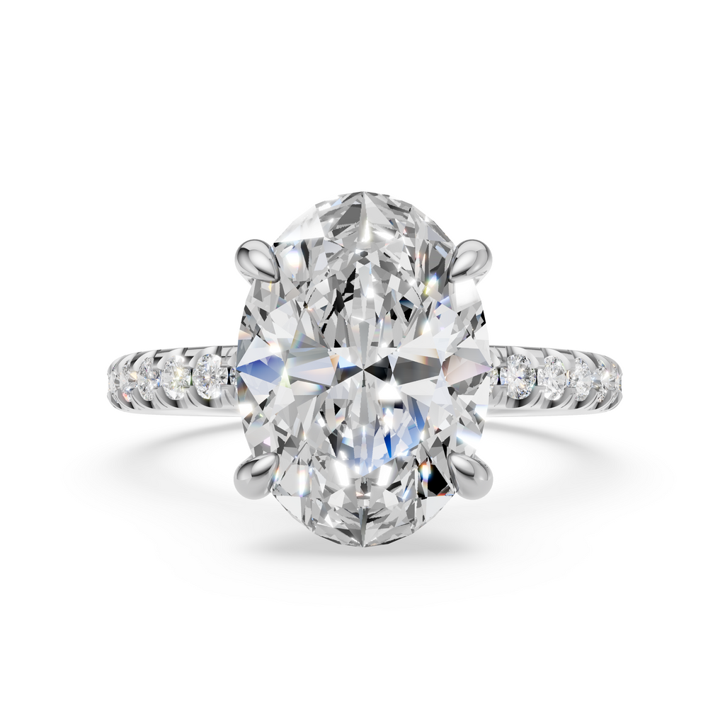 'Eros' One-Row Pavé Solitaire Lab Diamond Engagement Ring