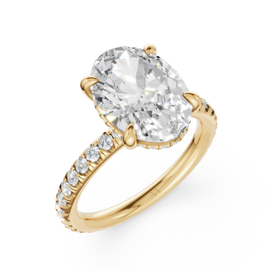 'Eros' One-Row Pavé Solitaire Lab Diamond Engagement Ring