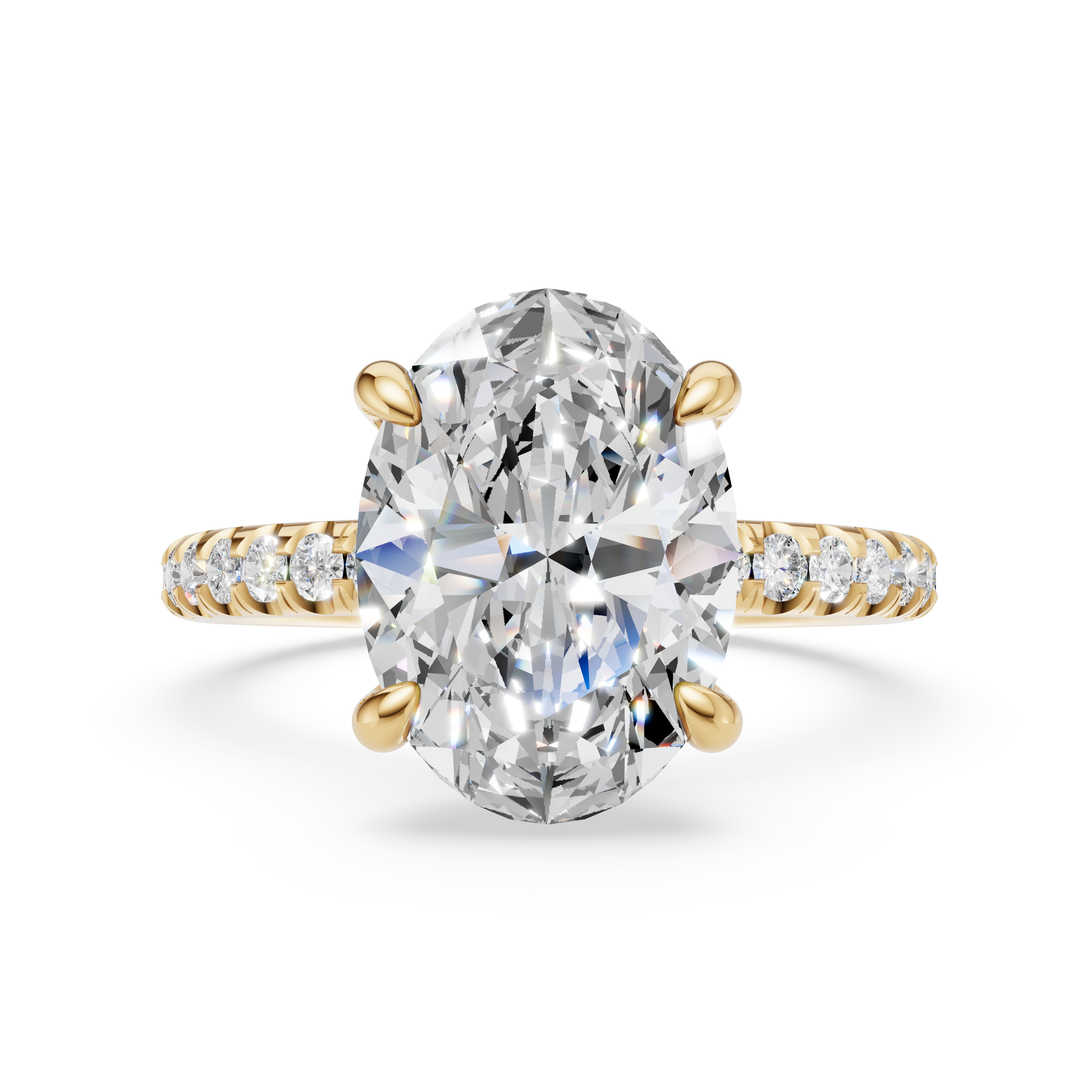 'Eros' One-Row Pavé Solitaire Lab Diamond Engagement Ring