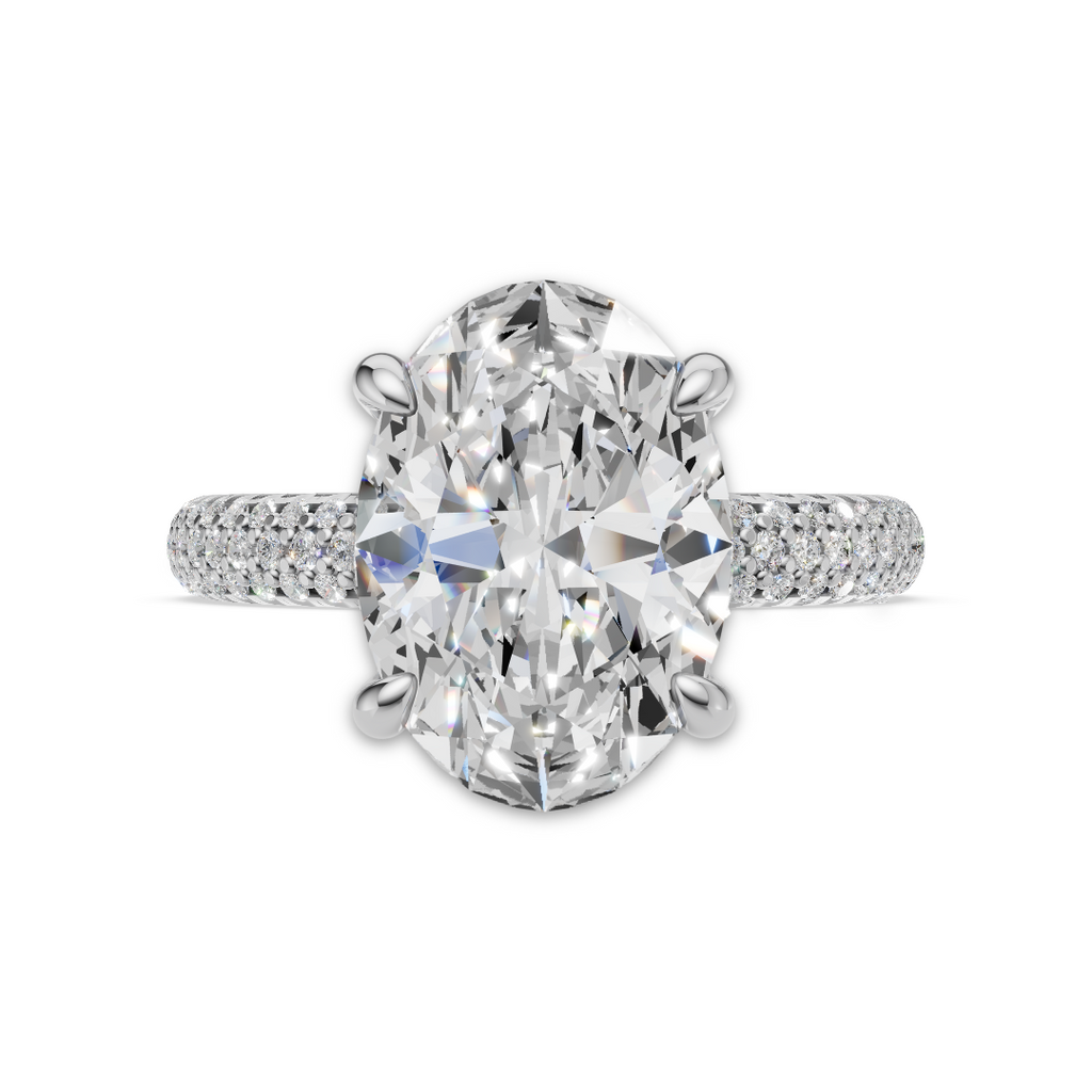 'Eros' Three Rows Pavé bombé Solitaire Lab Diamond Engagement Ring