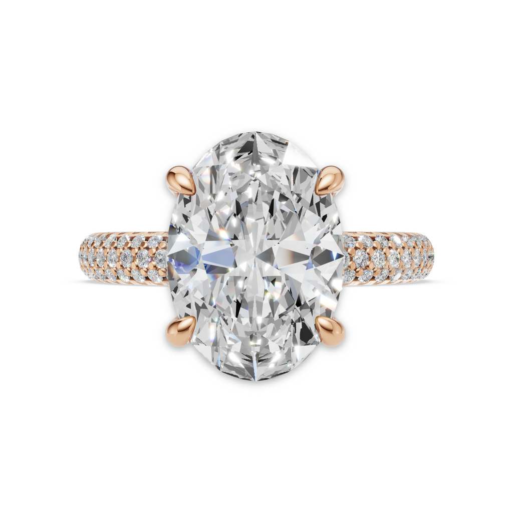'Eros' Three Rows Pavé bombé Solitaire Lab Diamond Engagement Ring