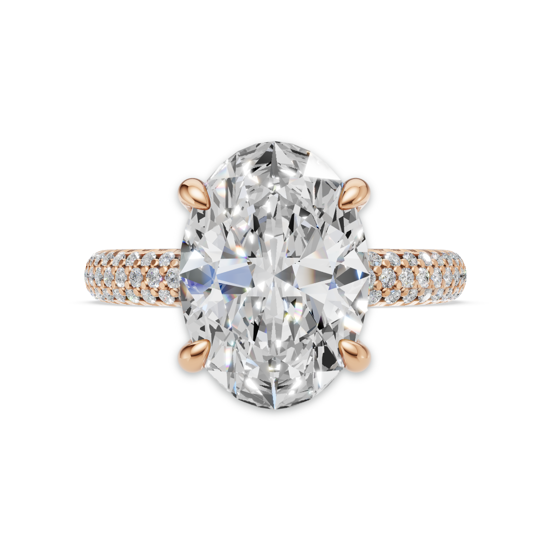 'Eros' Three Rows Pavé bombé Solitaire Lab Diamond Engagement Ring