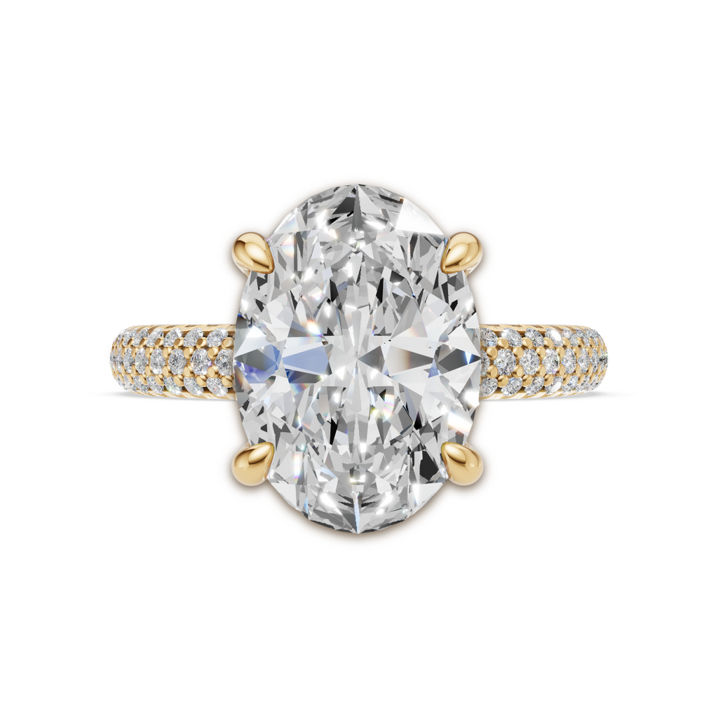'Eros' Three Rows Pavé bombé Solitaire Lab Diamond Engagement Ring