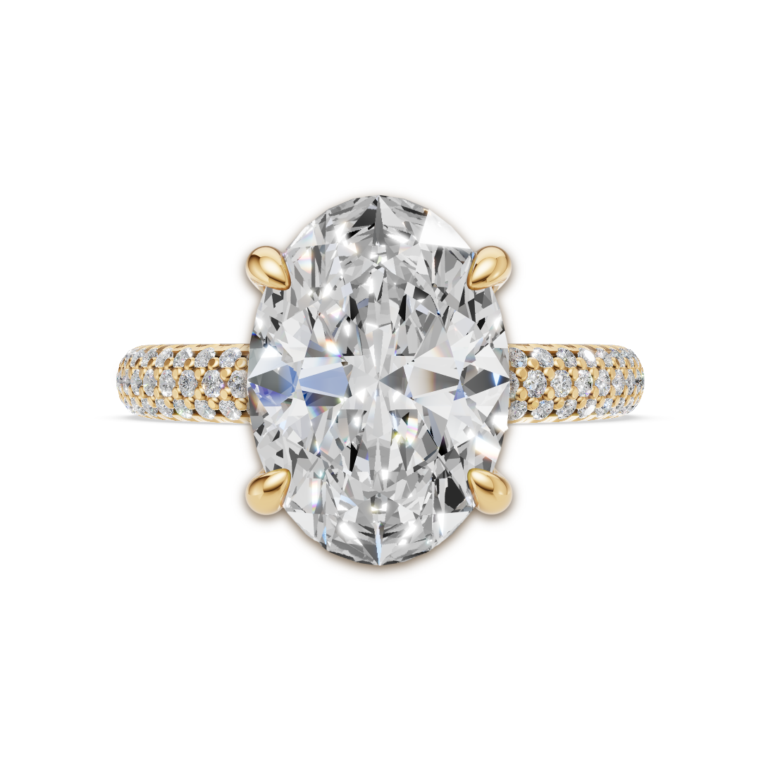 'Eros' Three Rows Pavé bombé Solitaire Lab Diamond Engagement Ring