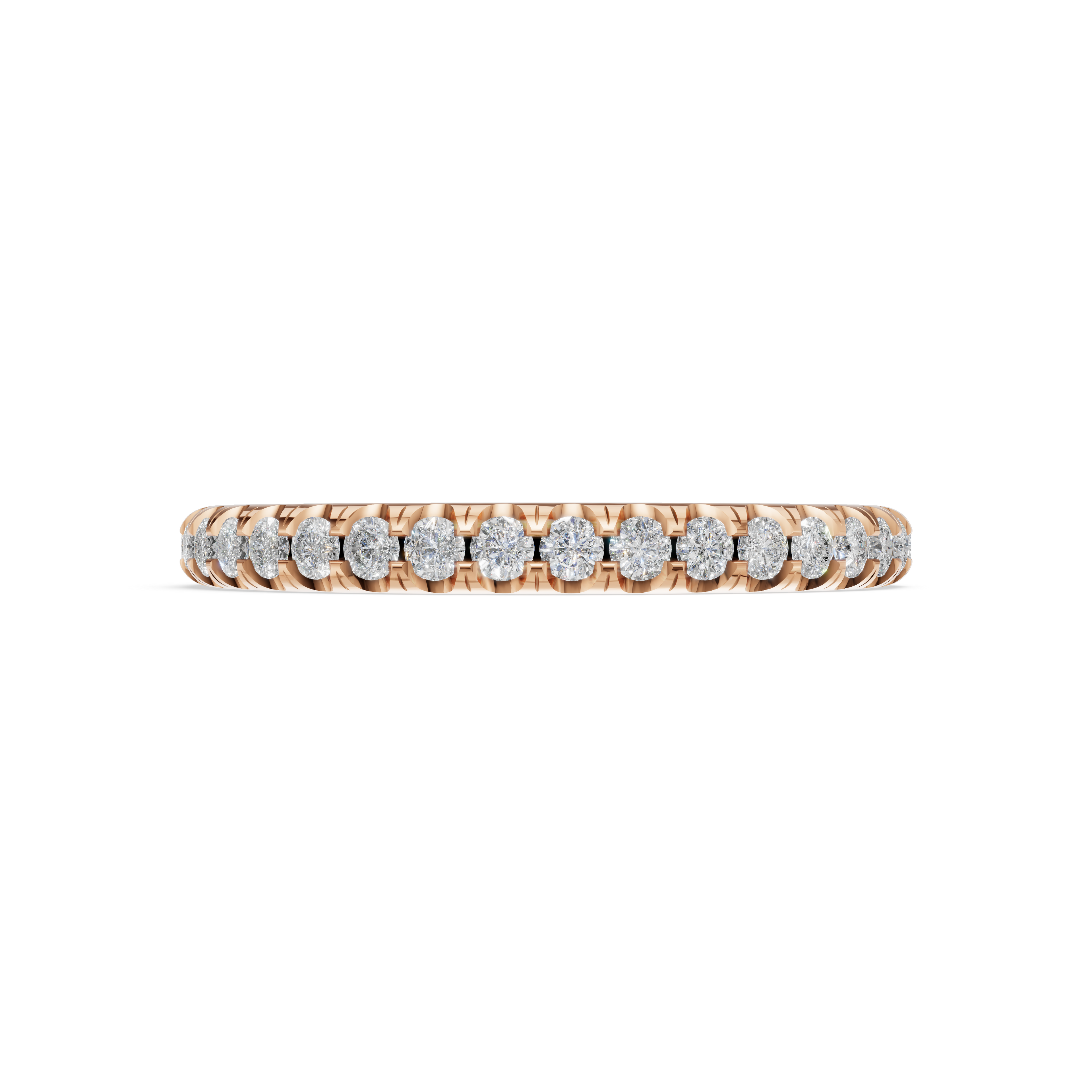 'Eros' One Row Pulled-Wire Lab Diamond Pavé Wedding Band