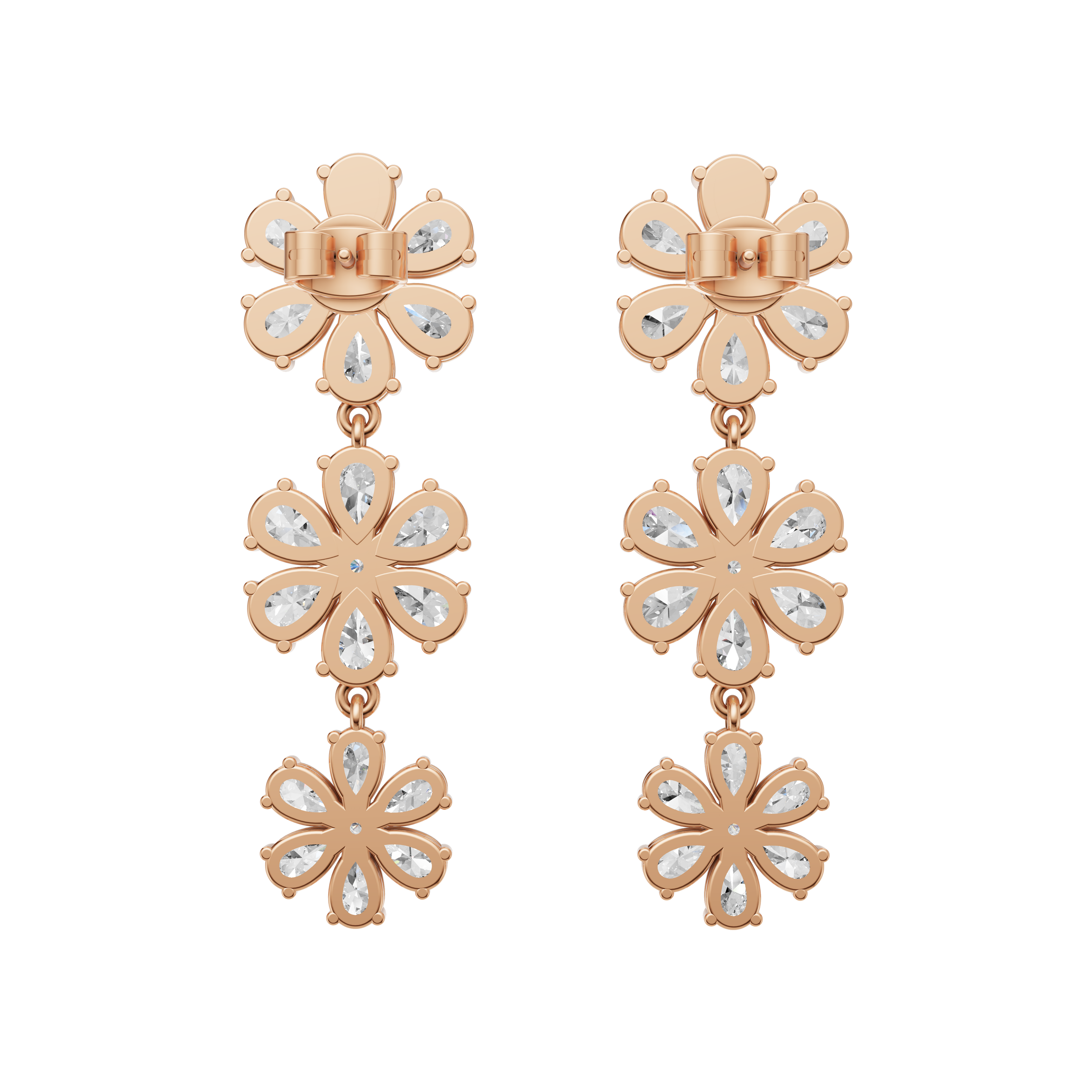 'Amiee Lou' Riviera dei Fiori Pear Shape & Round Brilliant Cut Lab Diamond Hanging Earrings