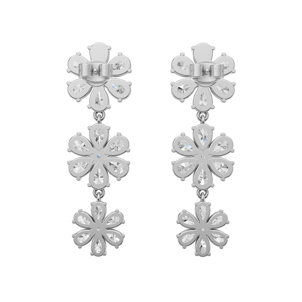 'Amiee Lou' Riviera dei Fiori Pear Shape & Round Brilliant Cut Lab Diamond Hanging Earrings