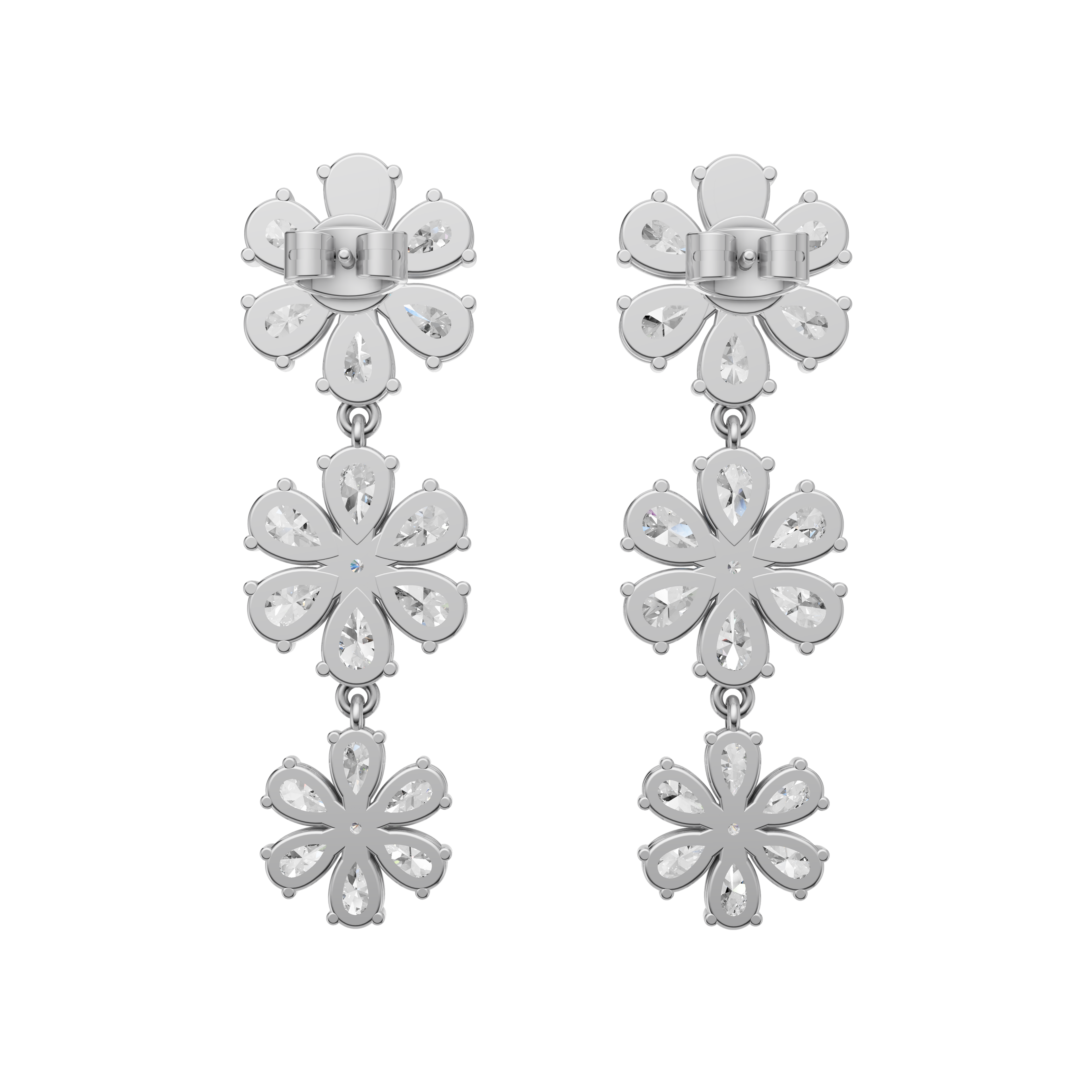 'Amiee Lou' Riviera dei Fiori Pear Shape & Round Brilliant Cut Lab Diamond Hanging Earrings