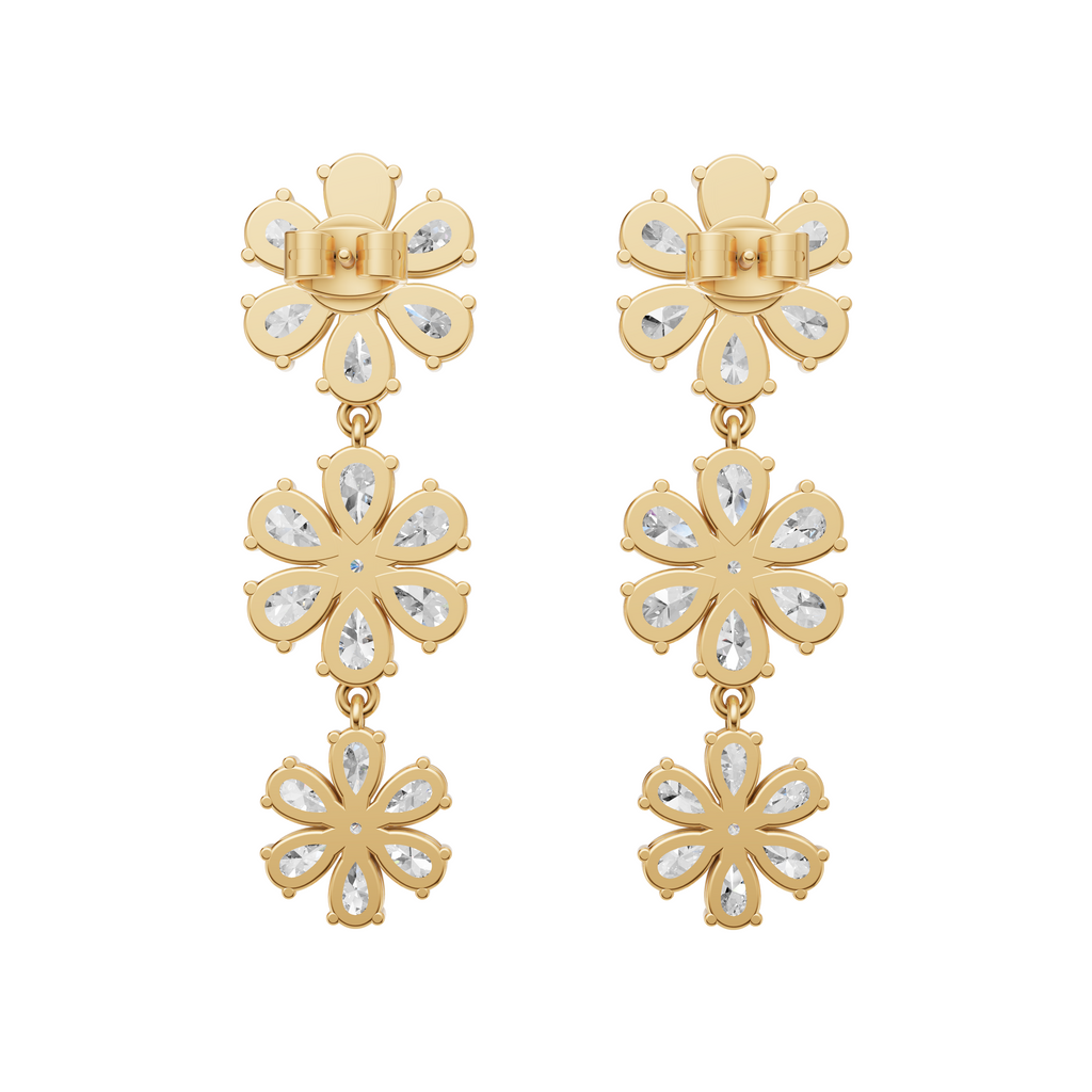 'Amiee Lou' Riviera dei Fiori Pear Shape & Round Brilliant Cut Lab Diamond Hanging Earrings