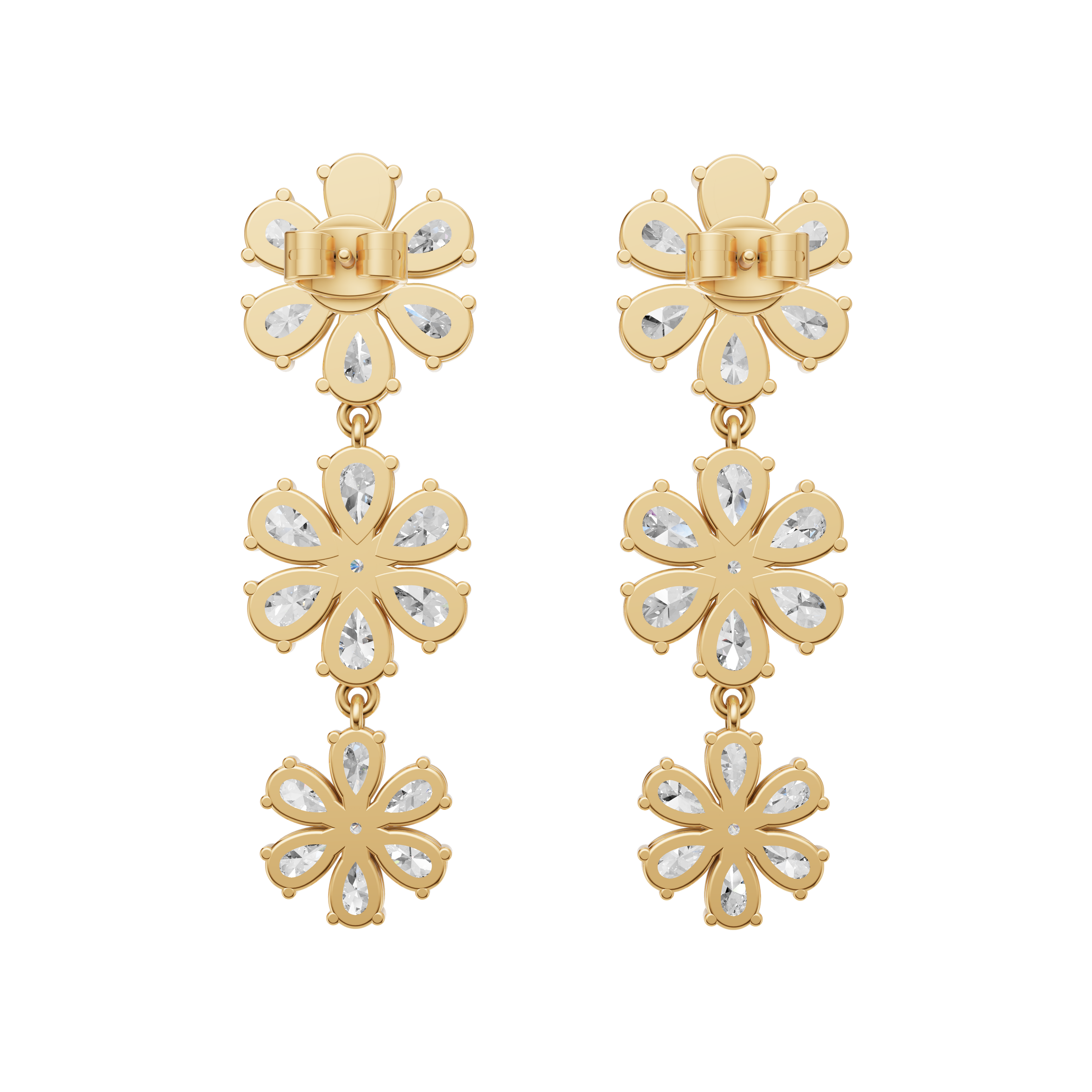 'Amiee Lou' Riviera dei Fiori Pear Shape & Round Brilliant Cut Lab Diamond Hanging Earrings