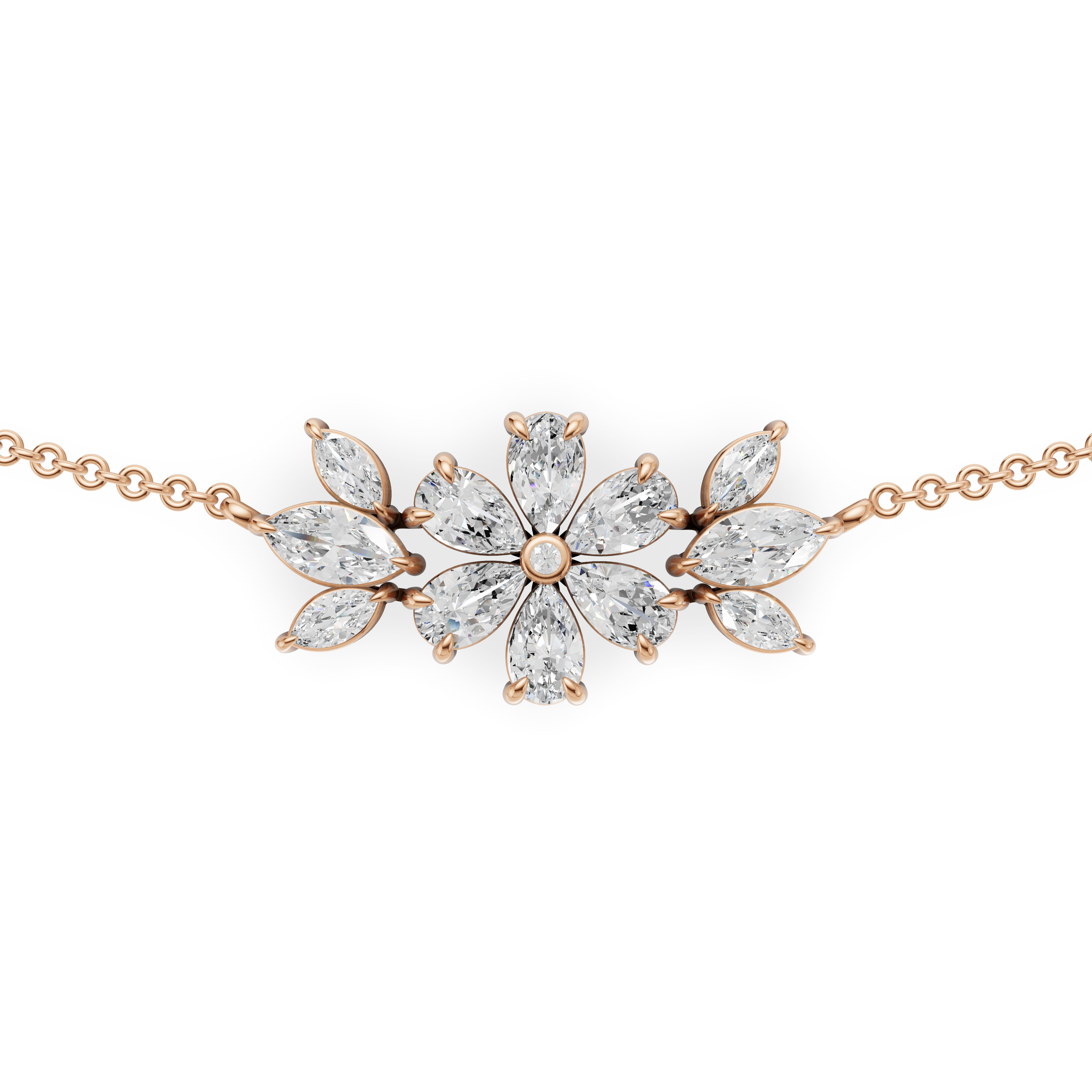 'Amiee Lou' Riviera dei Fiori Pear Shape & Round Brilliant Cut Lab Diamond Fancy Pendant Necklace