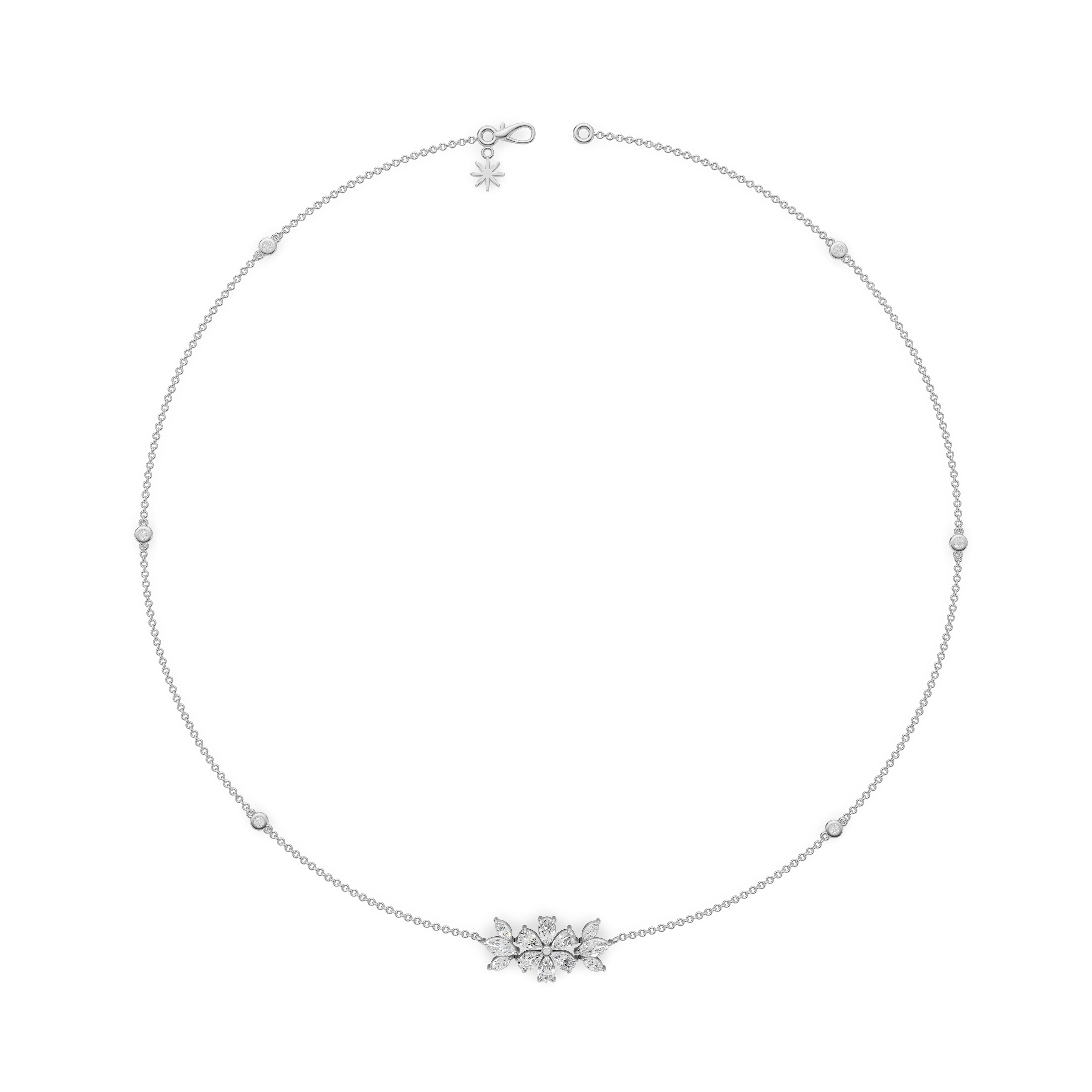 'Amiee Lou' Riviera dei Fiori Pear Shape & Round Brilliant Cut Lab Diamond Fancy Pendant Necklace