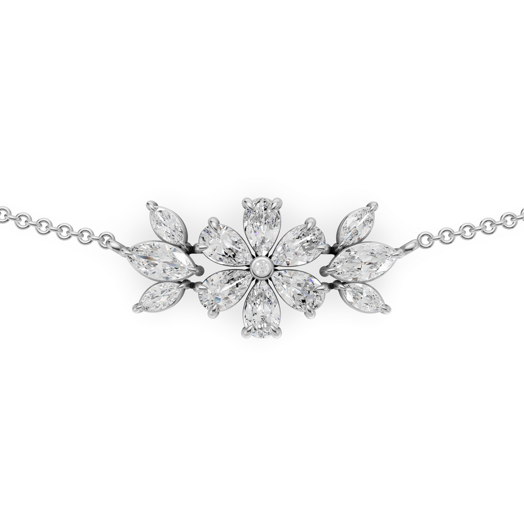 'Amiee Lou' Riviera dei Fiori Pear Shape & Round Brilliant Cut Lab Diamond Fancy Pendant Necklace
