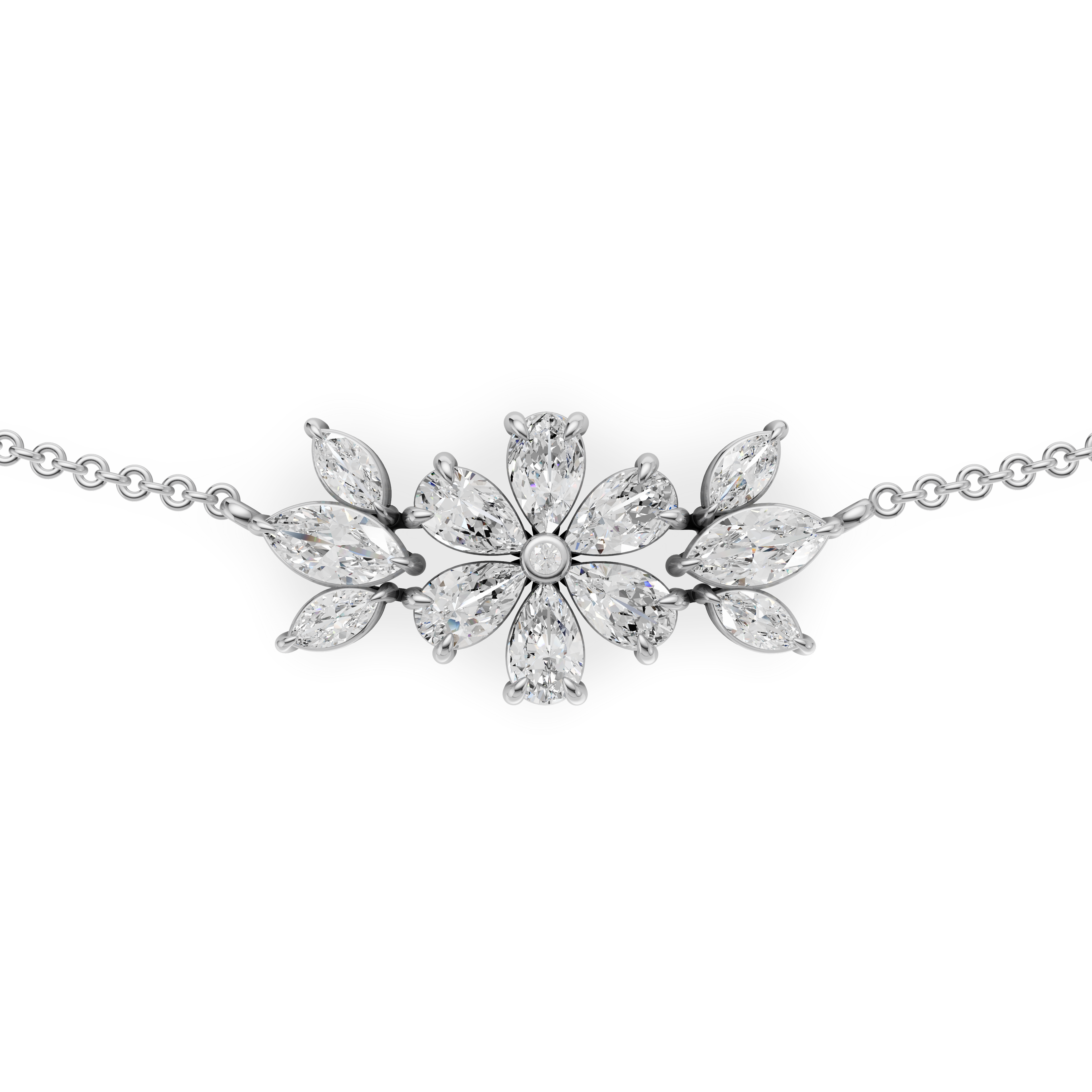'Amiee Lou' Riviera dei Fiori Pear Shape & Round Brilliant Cut Lab Diamond Fancy Pendant Necklace