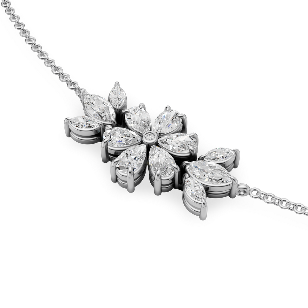 'Amiee Lou' Riviera dei Fiori Pear Shape & Round Brilliant Cut Lab Diamond Fancy Pendant Necklace