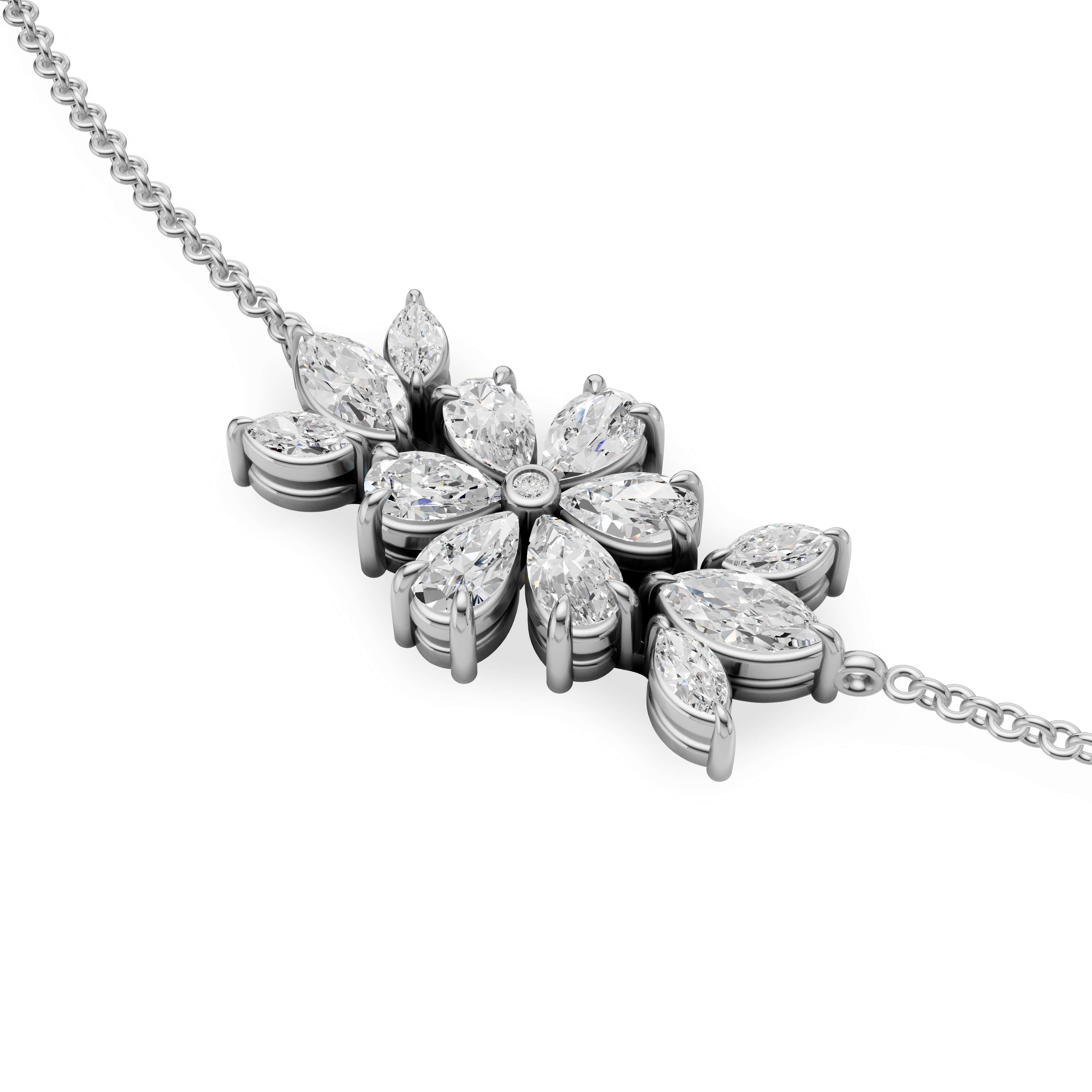 'Amiee Lou' Riviera dei Fiori Pear Shape & Round Brilliant Cut Lab Diamond Fancy Pendant Necklace