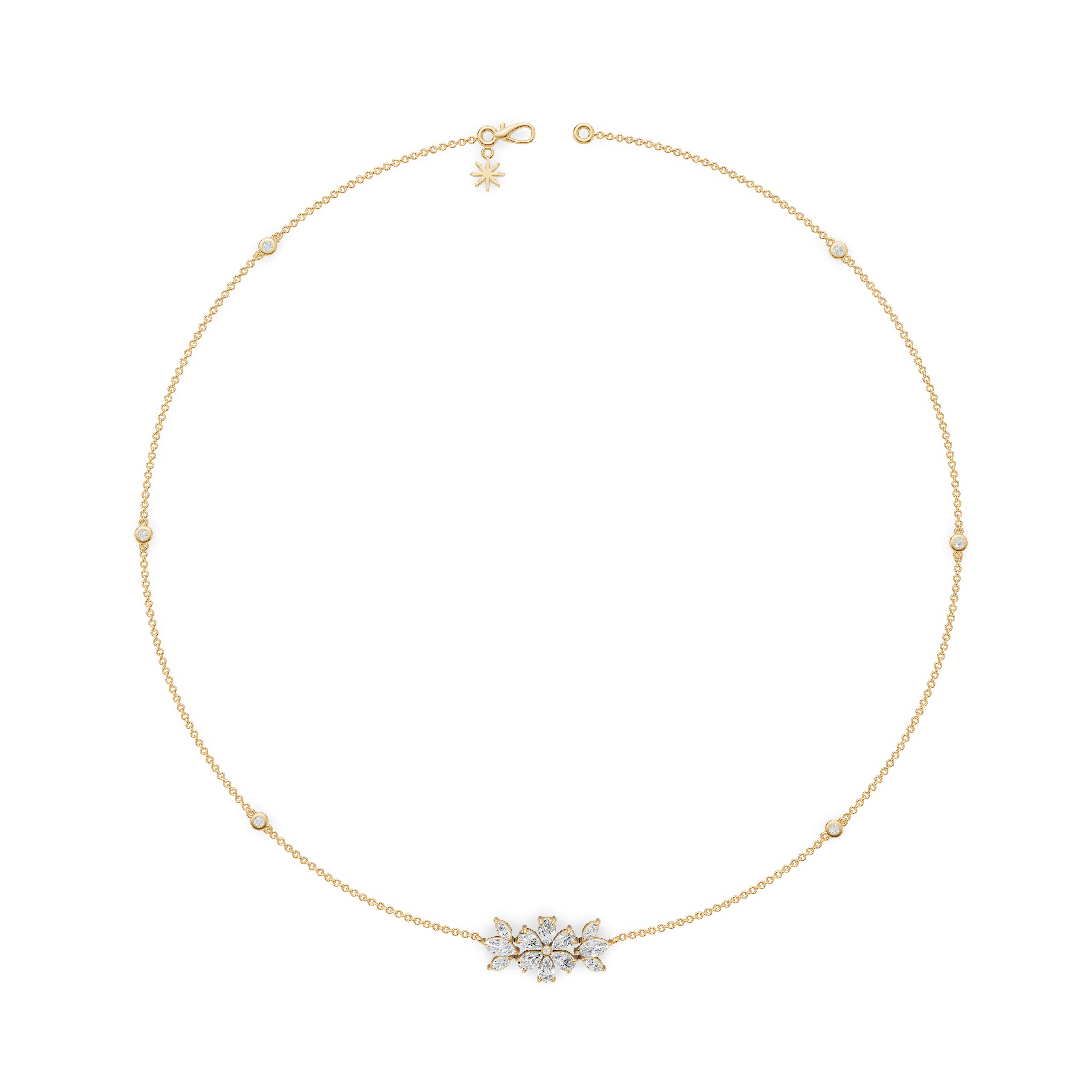'Amiee Lou' Riviera dei Fiori Pear Shape & Round Brilliant Cut Lab Diamond Fancy Pendant Necklace