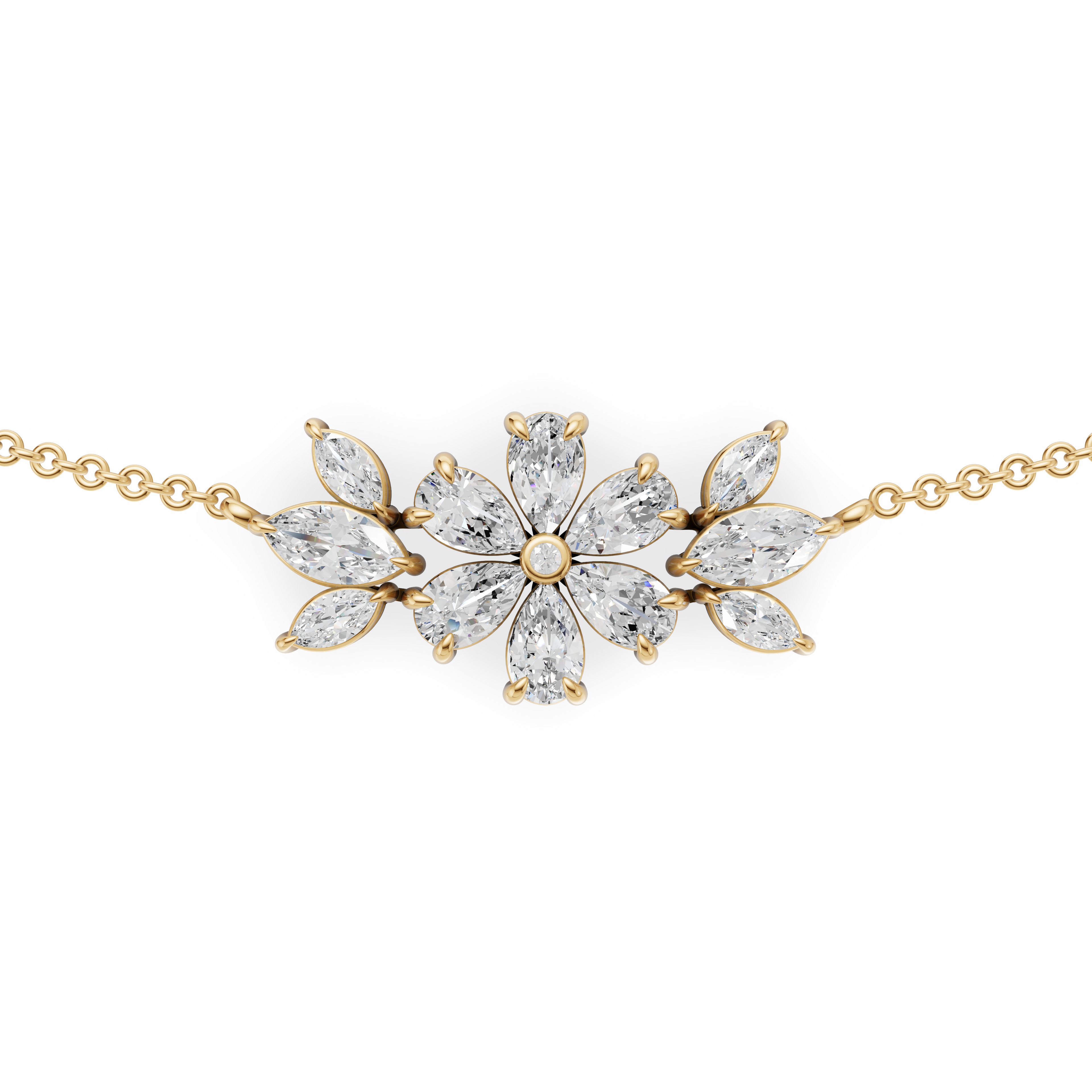 'Amiee Lou' Riviera dei Fiori Pear Shape & Round Brilliant Cut Lab Diamond Fancy Pendant Necklace