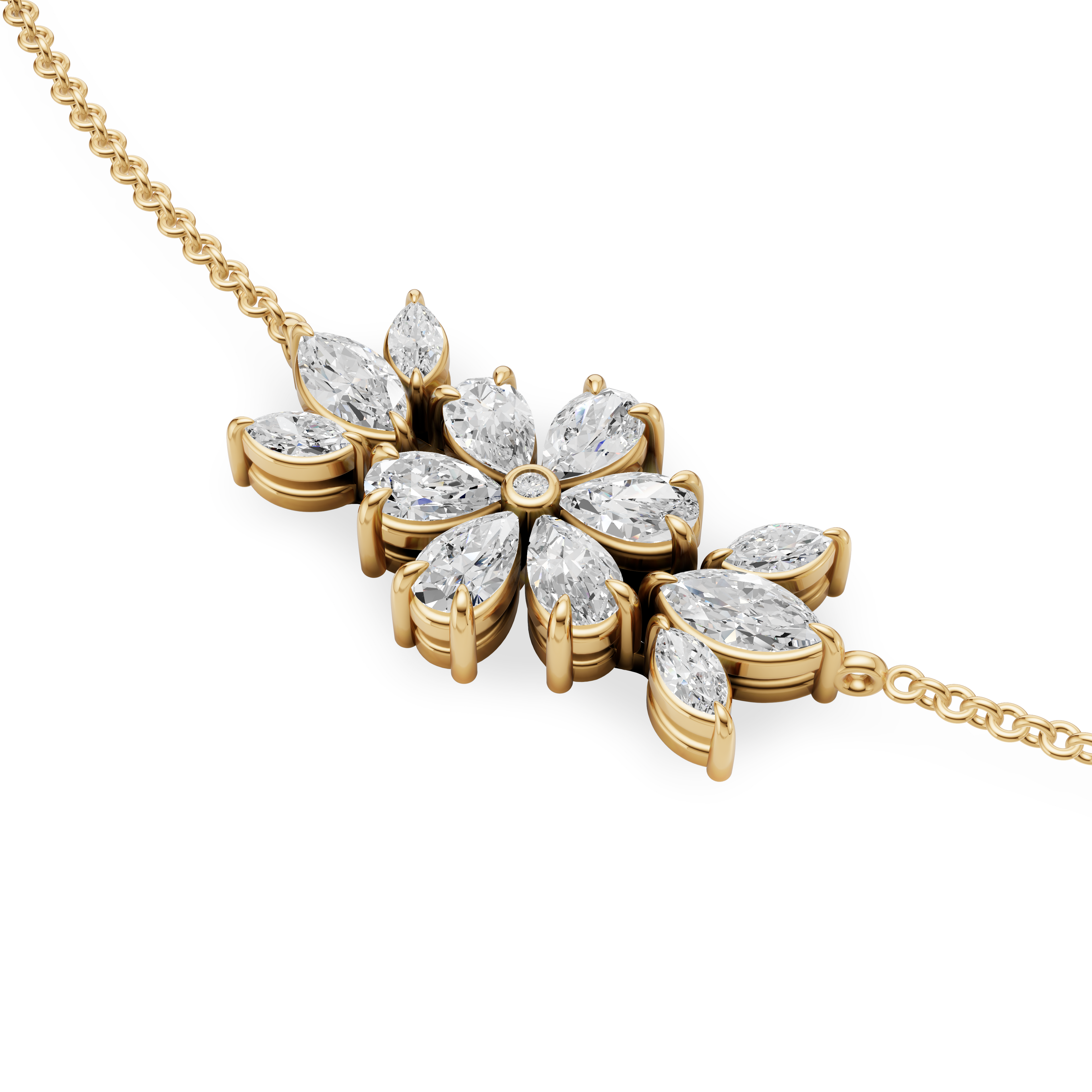 'Amiee Lou' Riviera dei Fiori Pear Shape & Round Brilliant Cut Lab Diamond Fancy Pendant Necklace