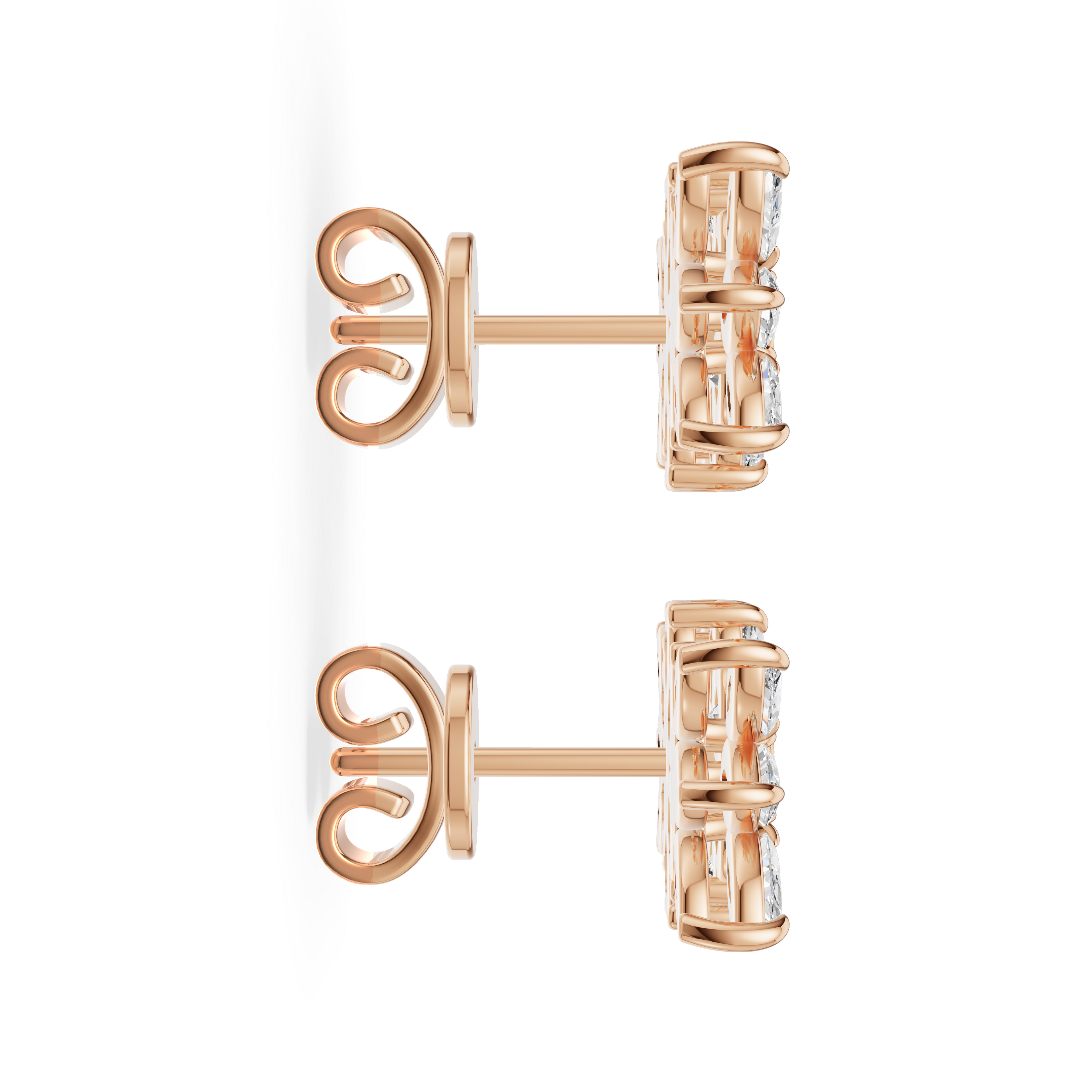 'Amiee Lou' Riviera dei Fiori Pear Shape & Round Brilliant Cut Lab Diamond Fancy Stud Earrings