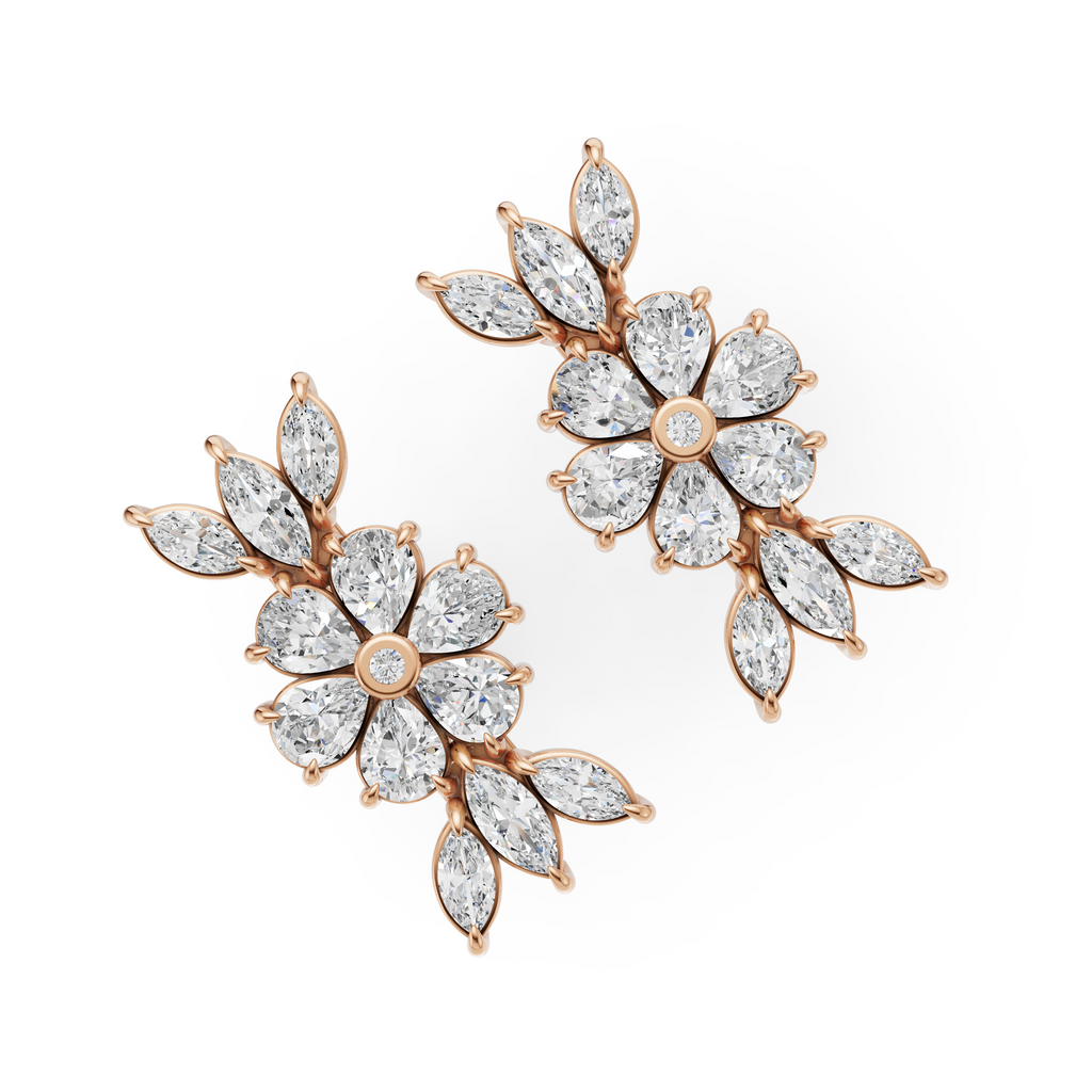 'Amiee Lou' Riviera dei Fiori Pear Shape & Round Brilliant Cut Lab Diamond Fancy Stud Earrings