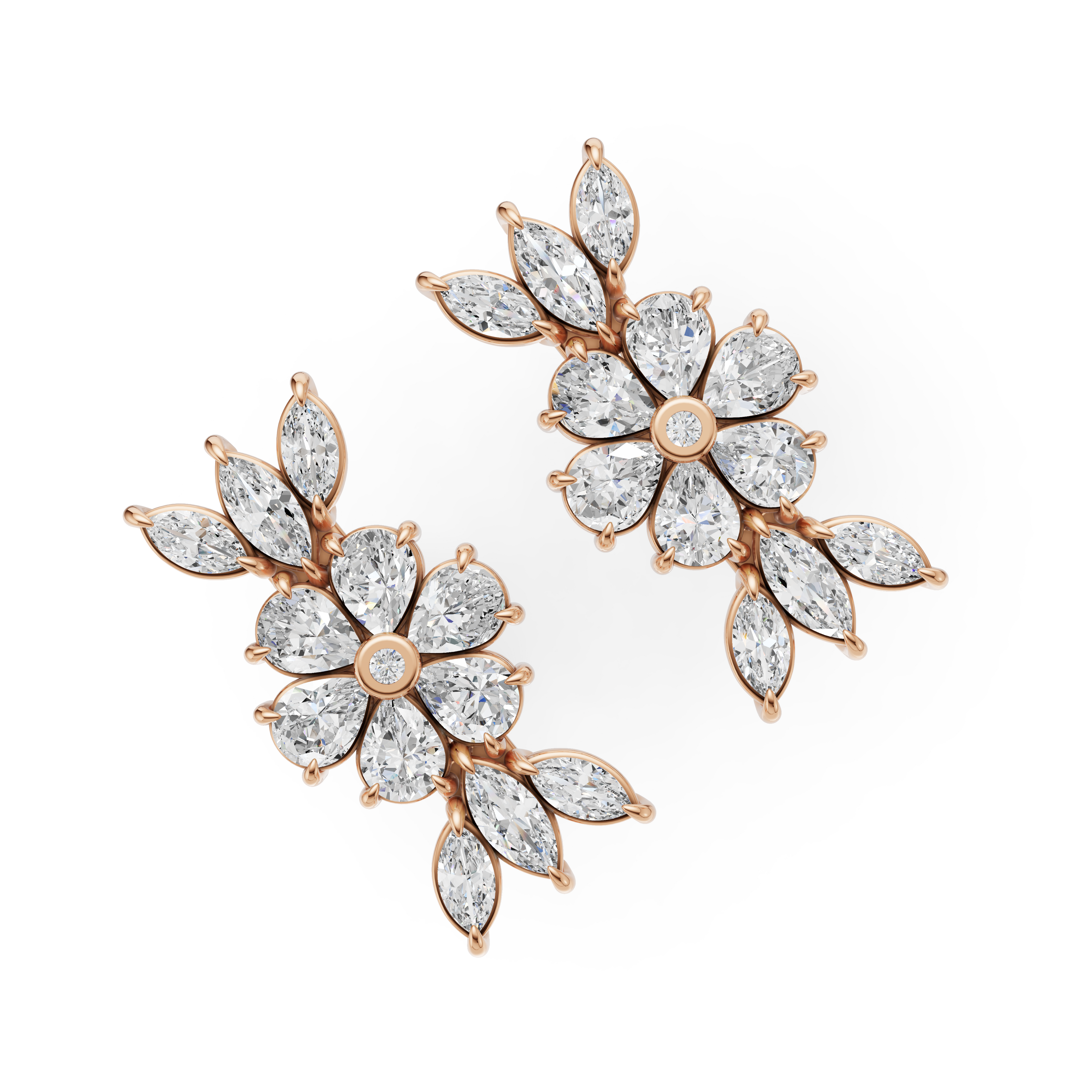 'Amiee Lou' Riviera dei Fiori Pear Shape & Round Brilliant Cut Lab Diamond Fancy Stud Earrings