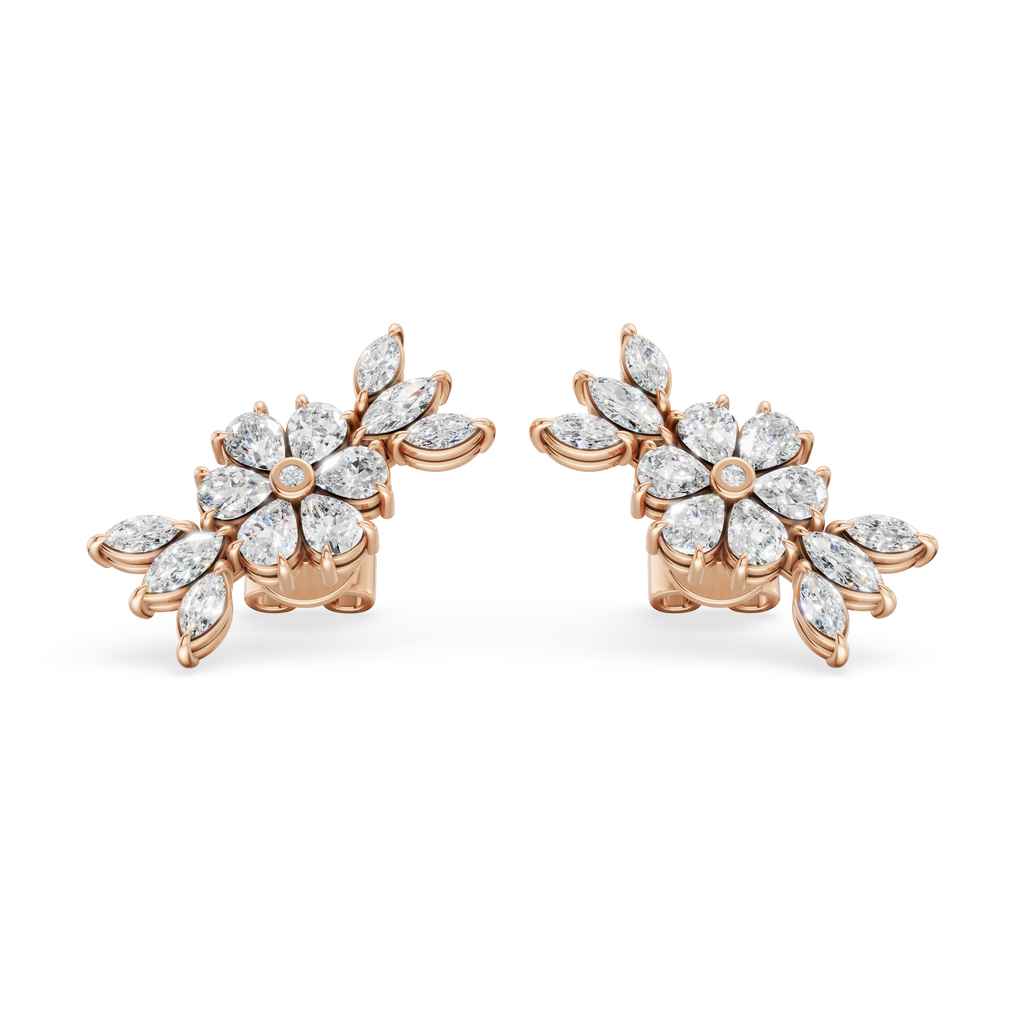 'Amiee Lou' Riviera dei Fiori Pear Shape & Round Brilliant Cut Lab Diamond Fancy Stud Earrings