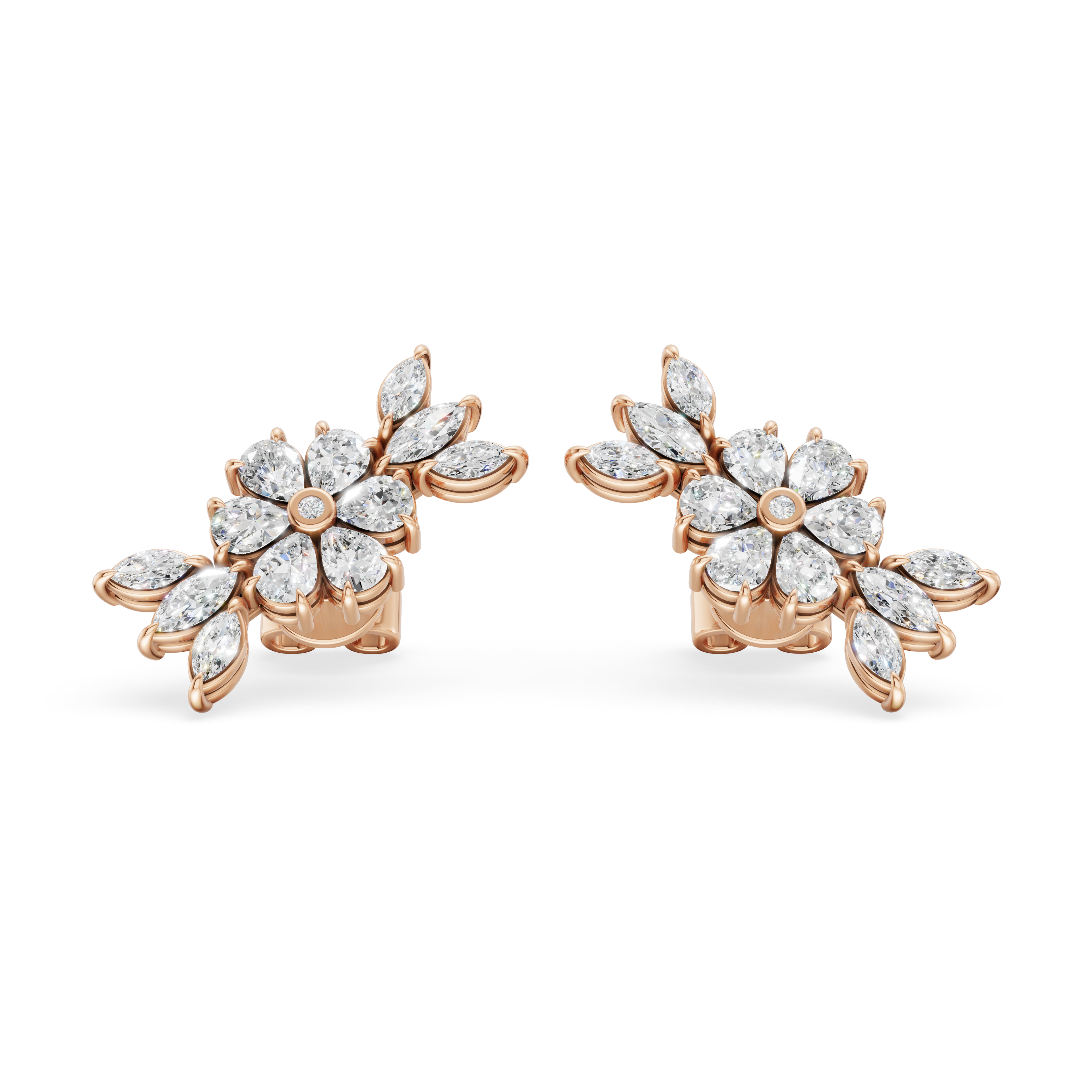 'Amiee Lou' Riviera dei Fiori Pear Shape & Round Brilliant Cut Lab Diamond Fancy Stud Earrings