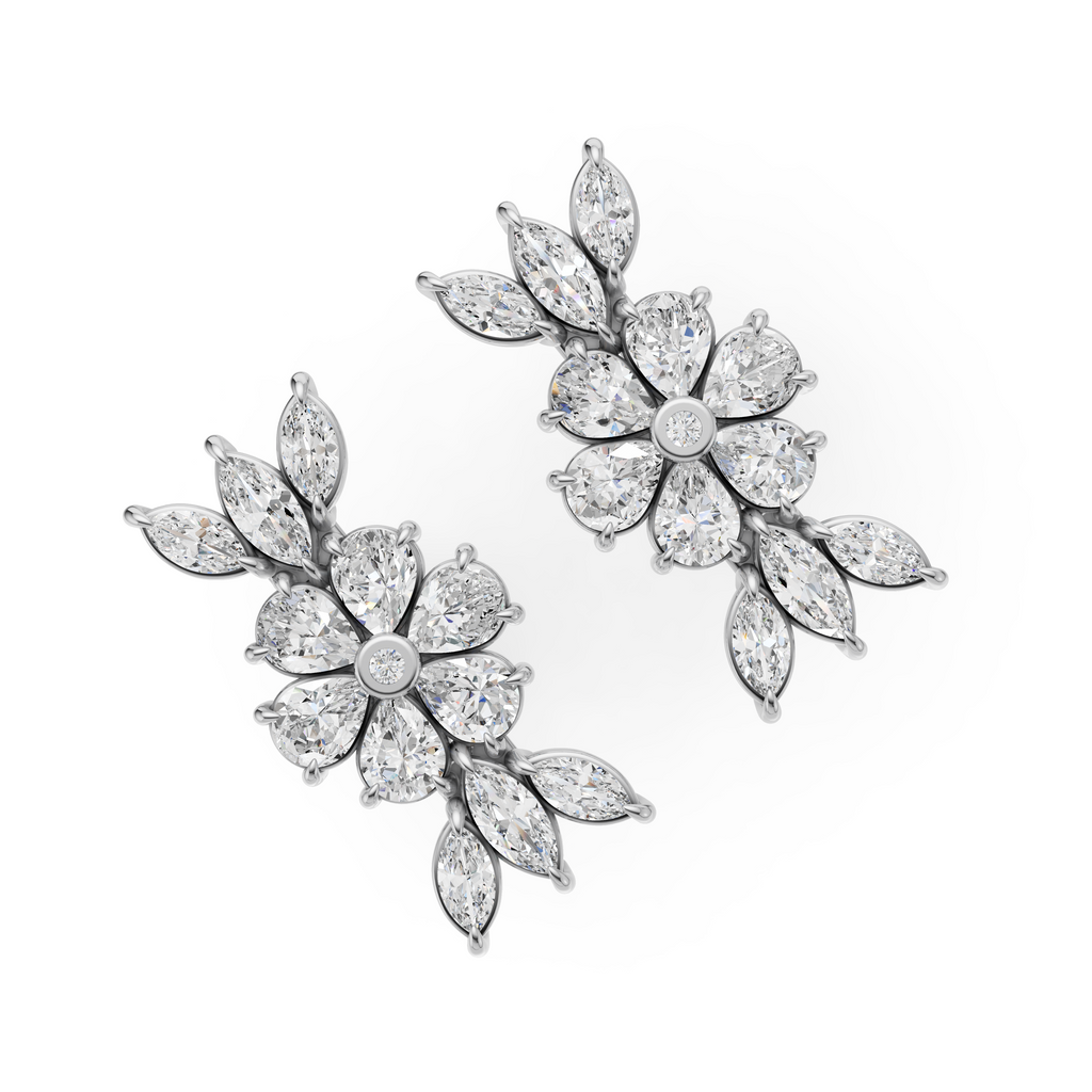 'Amiee Lou' Riviera dei Fiori Pear Shape & Round Brilliant Cut Lab Diamond Fancy Stud Earrings