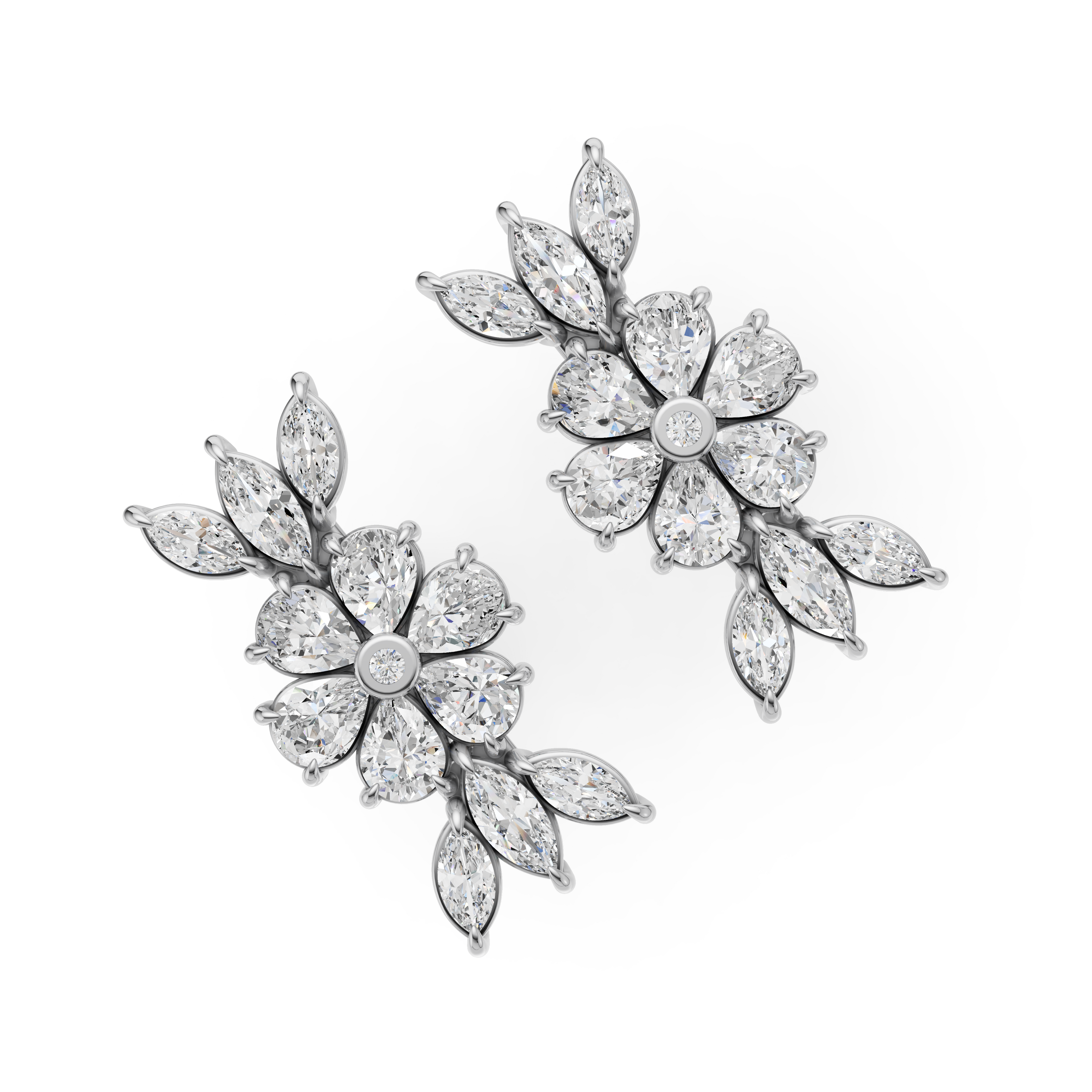 'Amiee Lou' Riviera dei Fiori Pear Shape & Round Brilliant Cut Lab Diamond Fancy Stud Earrings