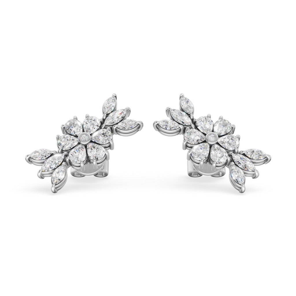 'Amiee Lou' Riviera dei Fiori Pear Shape & Round Brilliant Cut Lab Diamond Fancy Stud Earrings
