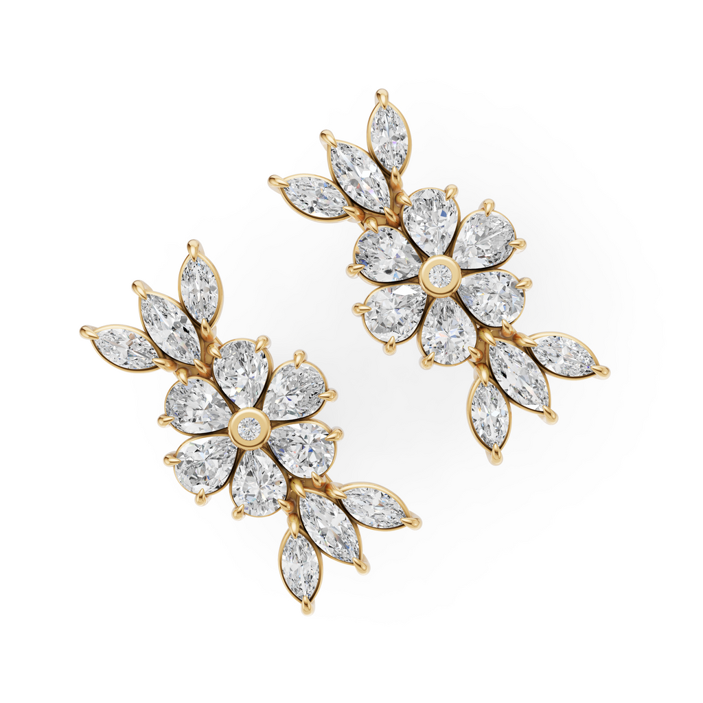 'Amiee Lou' Riviera dei Fiori Pear Shape & Round Brilliant Cut Lab Diamond Fancy Stud Earrings