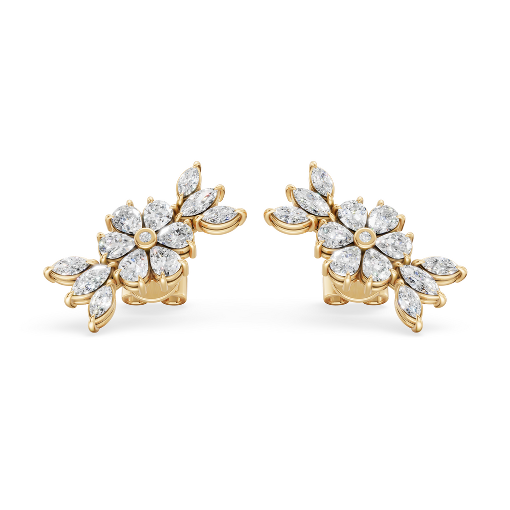 'Amiee Lou' Riviera dei Fiori Pear Shape & Round Brilliant Cut Lab Diamond Fancy Stud Earrings