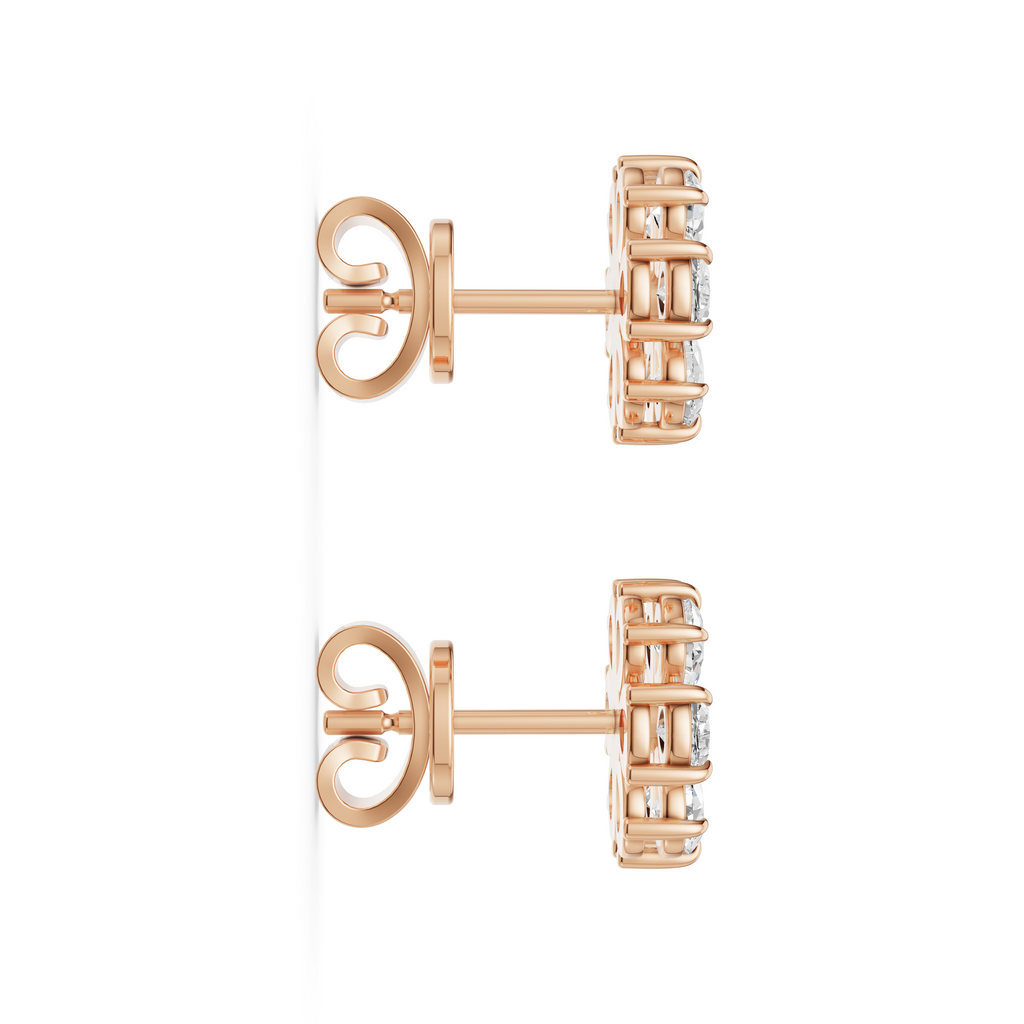 'Amiee Lou' Riviera dei Fiori Pear Shape & Round Brilliant Cut Lab Diamond Stud Earrings