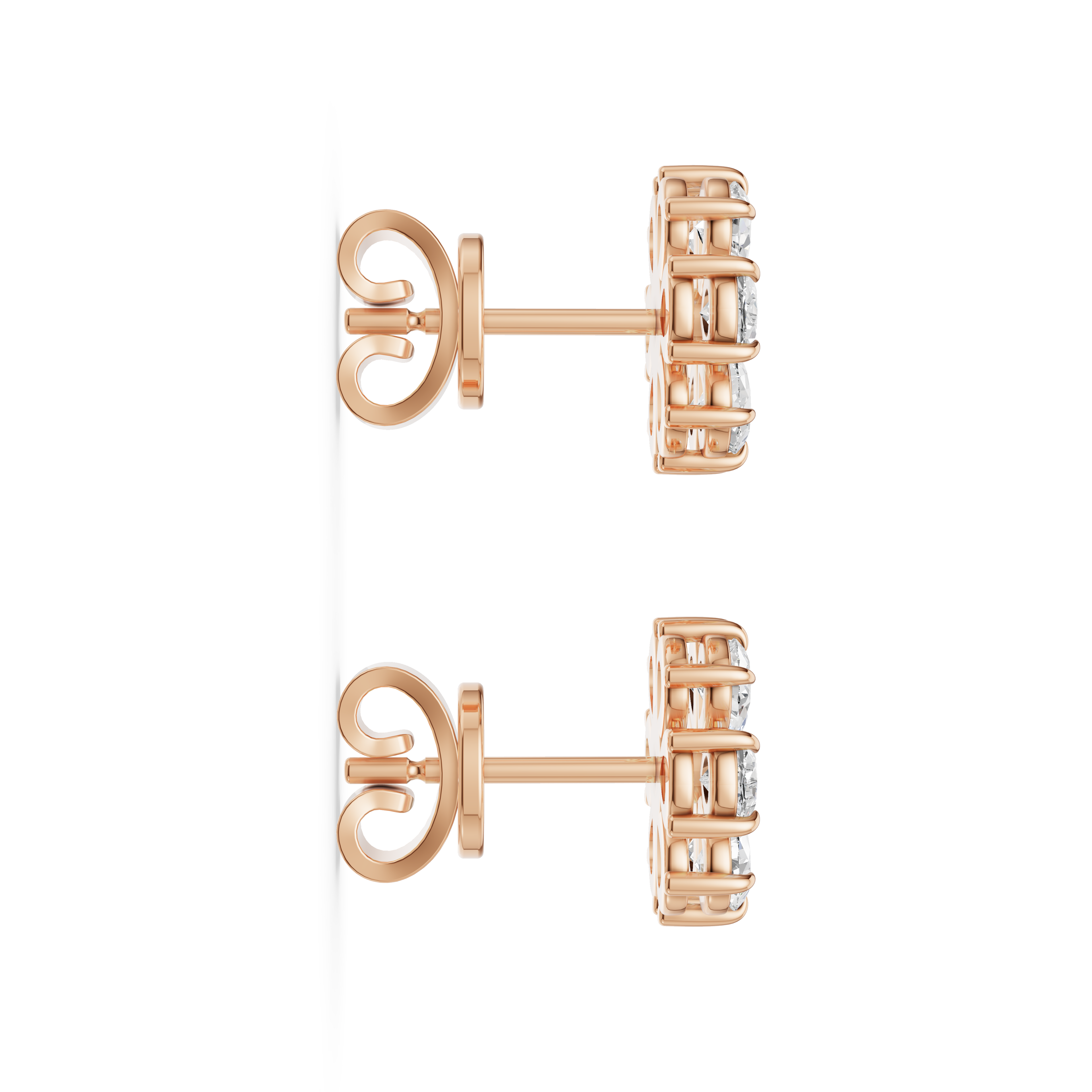 'Amiee Lou' Riviera dei Fiori Pear Shape & Round Brilliant Cut Lab Diamond Stud Earrings