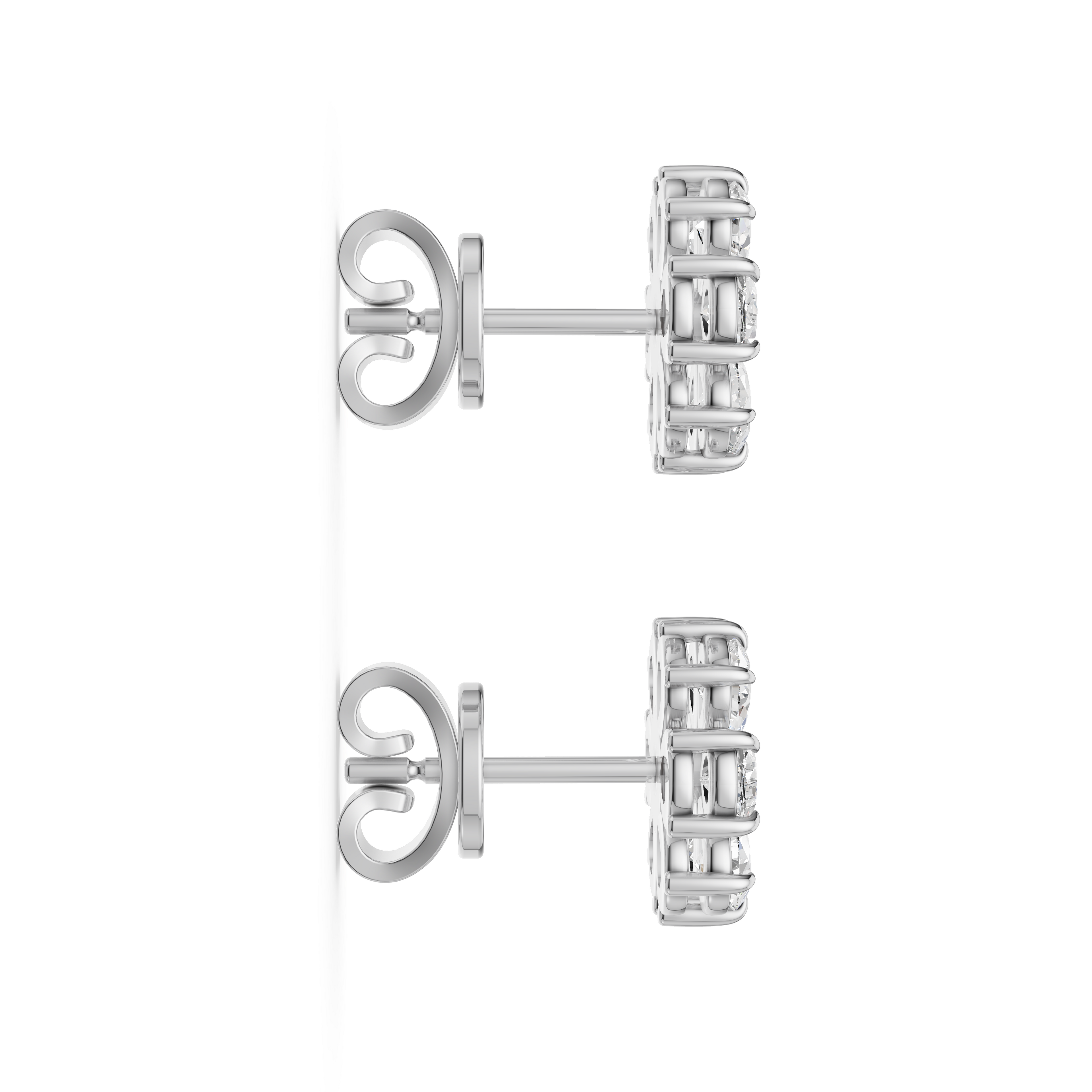 'Amiee Lou' Riviera dei Fiori Pear Shape & Round Brilliant Cut Lab Diamond Stud Earrings