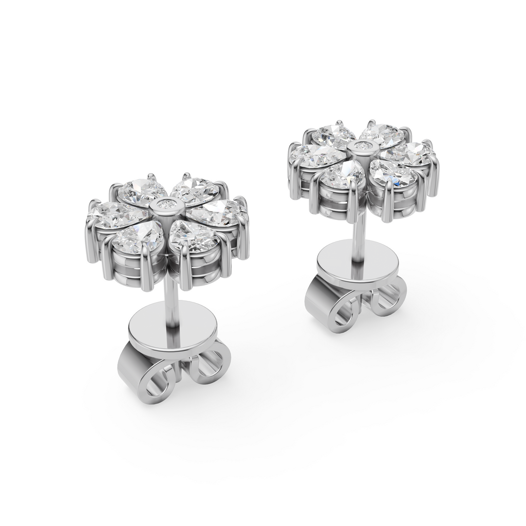 'Amiee Lou' Riviera dei Fiori Pear Shape & Round Brilliant Cut Lab Diamond Stud Earrings