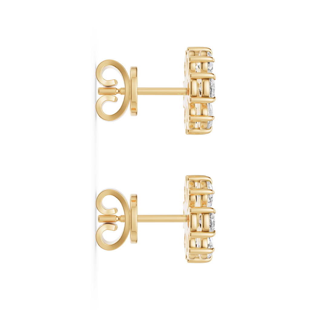 'Amiee Lou' Riviera dei Fiori Pear Shape & Round Brilliant Cut Lab Diamond Stud Earrings