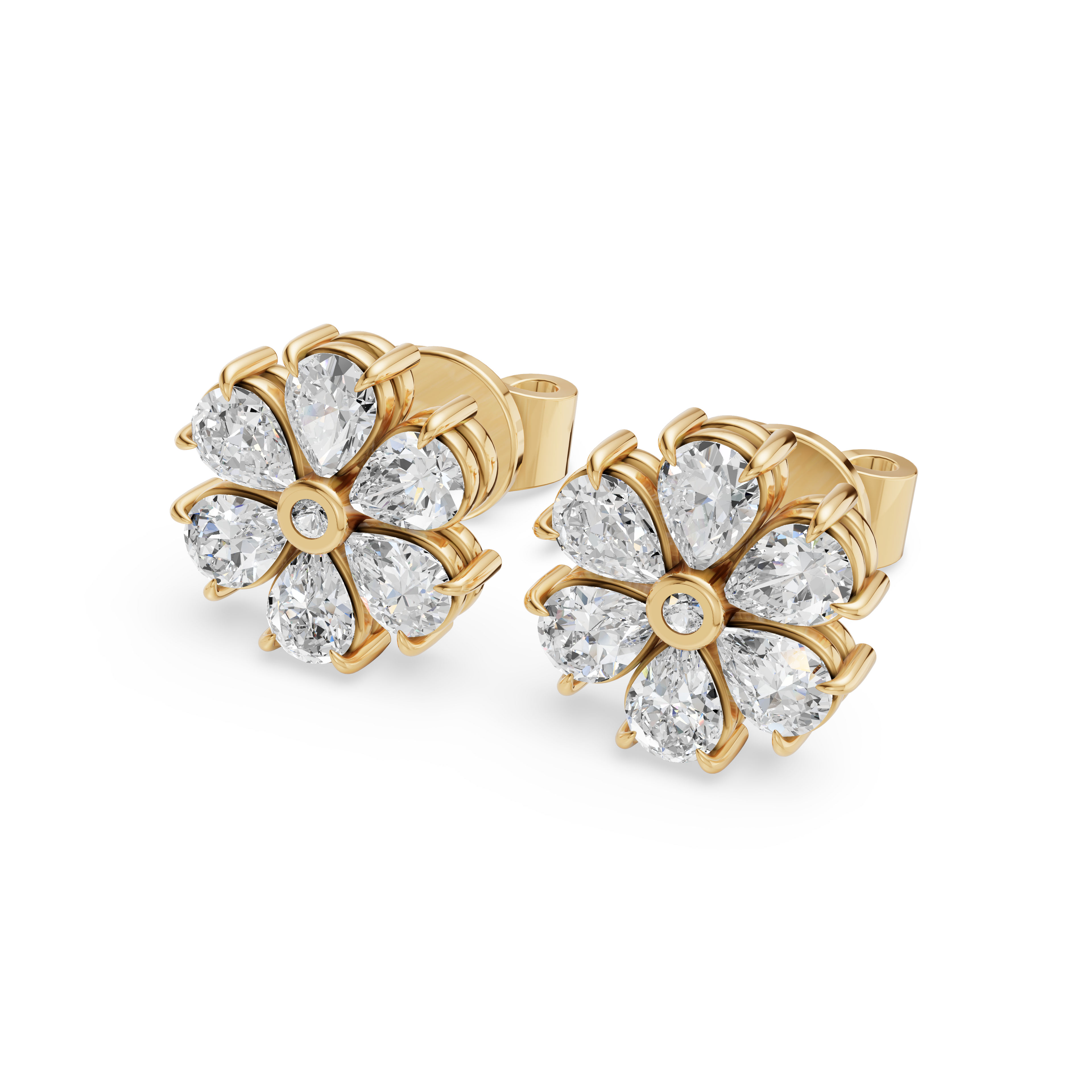 'Amiee Lou' Riviera dei Fiori Pear Shape & Round Brilliant Cut Lab Diamond Stud Earrings