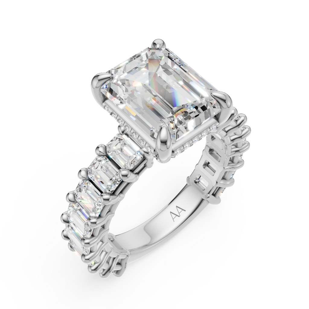'Mia' Emerald Cut Shared-prong Lab Diamond Engagement Ring