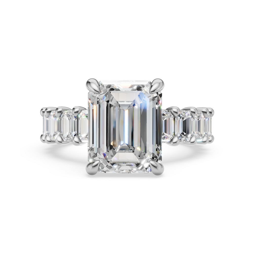 'Mia' Emerald Cut Shared-prong Lab Diamond Engagement Ring