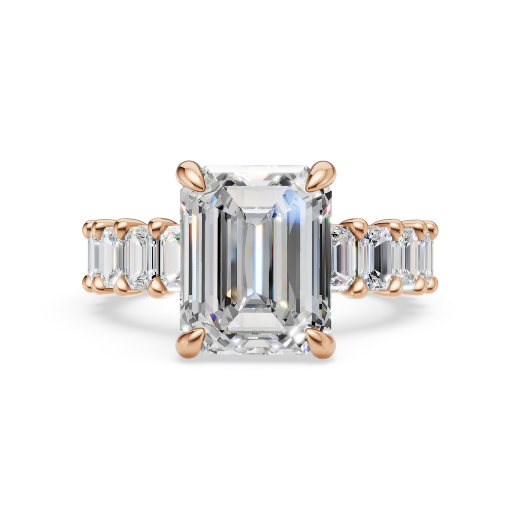'Mia' Emerald Cut Shared-prong Lab Diamond Engagement Ring
