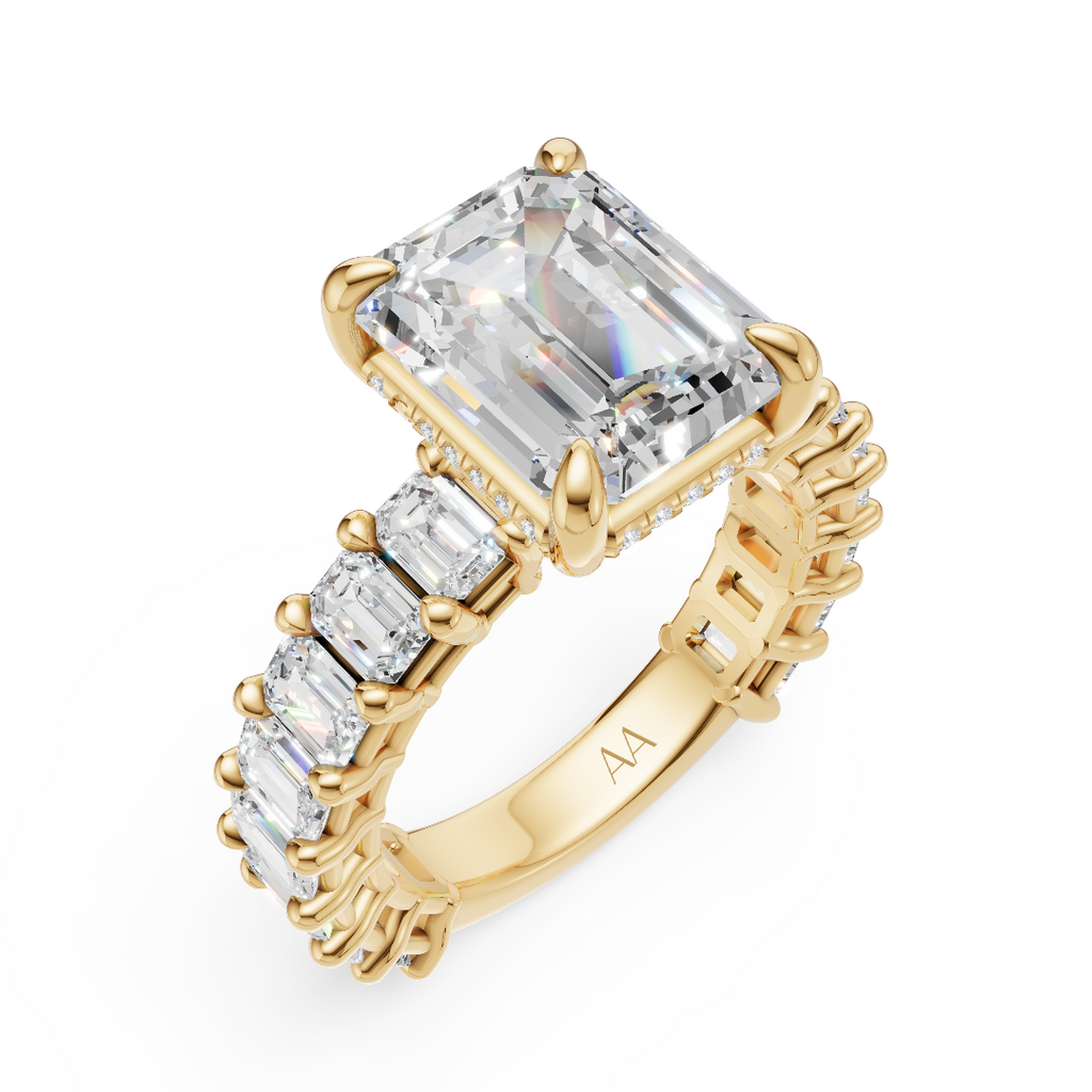 'Mia' Emerald Cut Shared-prong Lab Diamond Engagement Ring